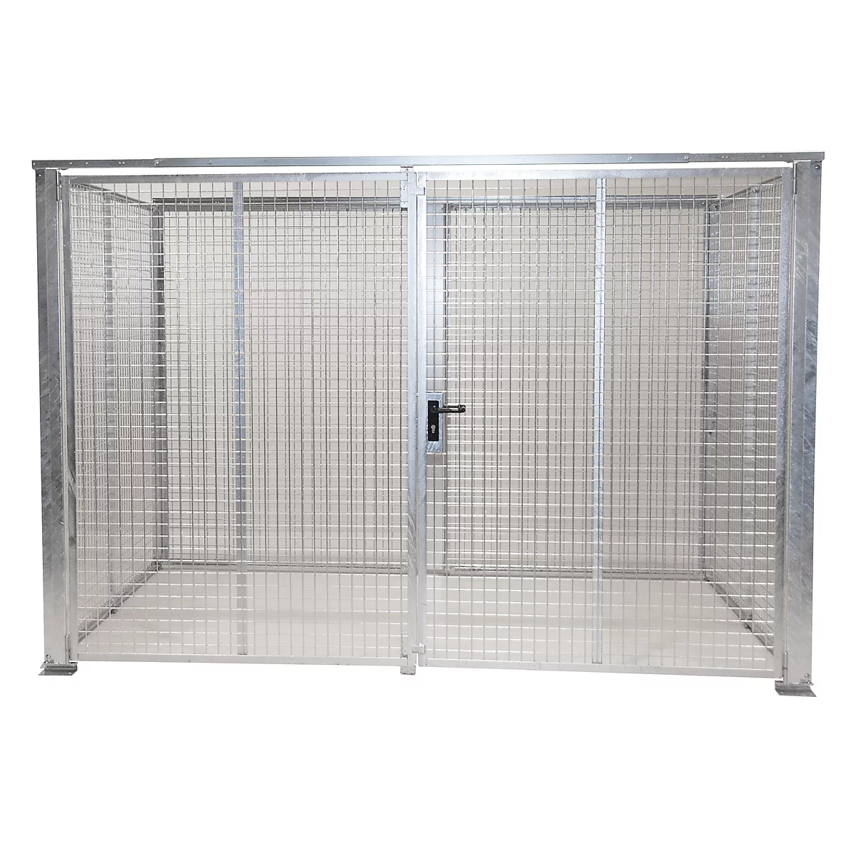 Contenedor para bombonas de gas, para uso exterior, sin techo, con puerta de doble hoja, galvanizado en caliente, para 104 bombonas