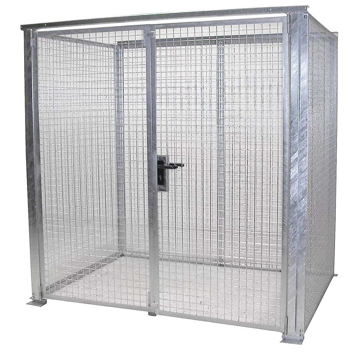Contenedor para bombonas de gas, para uso exterior, sin techo, con puerta de doble hoja, galvanizado en caliente, para 48 bombonas