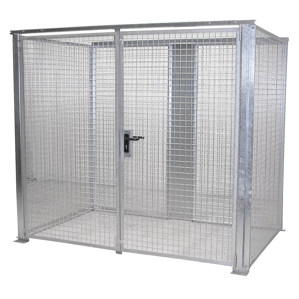 Contenedor para bombonas de gas, para uso exterior, sin techo, con puerta de doble hoja, galvanizado en caliente, para 78 bombonas
