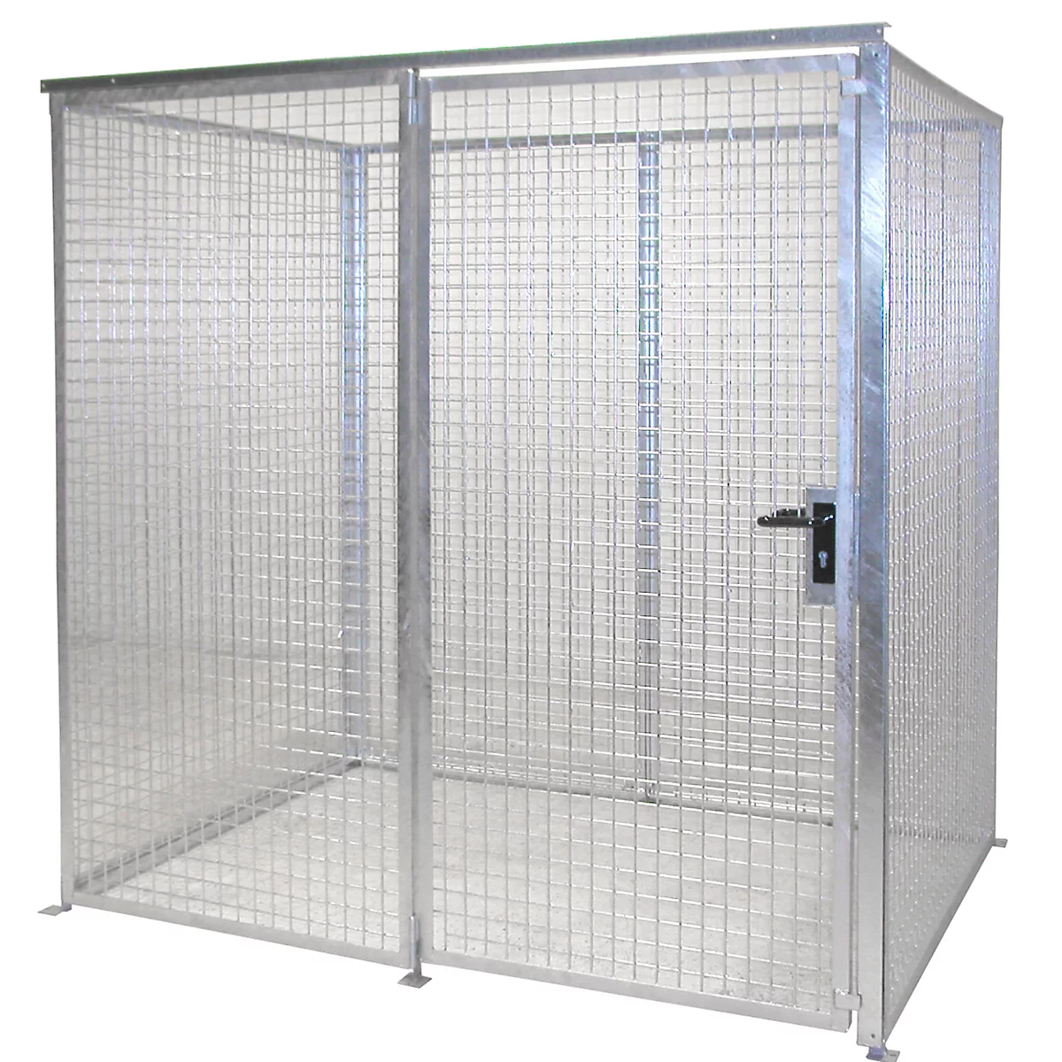 Contenedor para bombonas de gas, para uso exterior, sin techo, con puerta de una hoja, galvanizado en caliente, para 48 bombonas