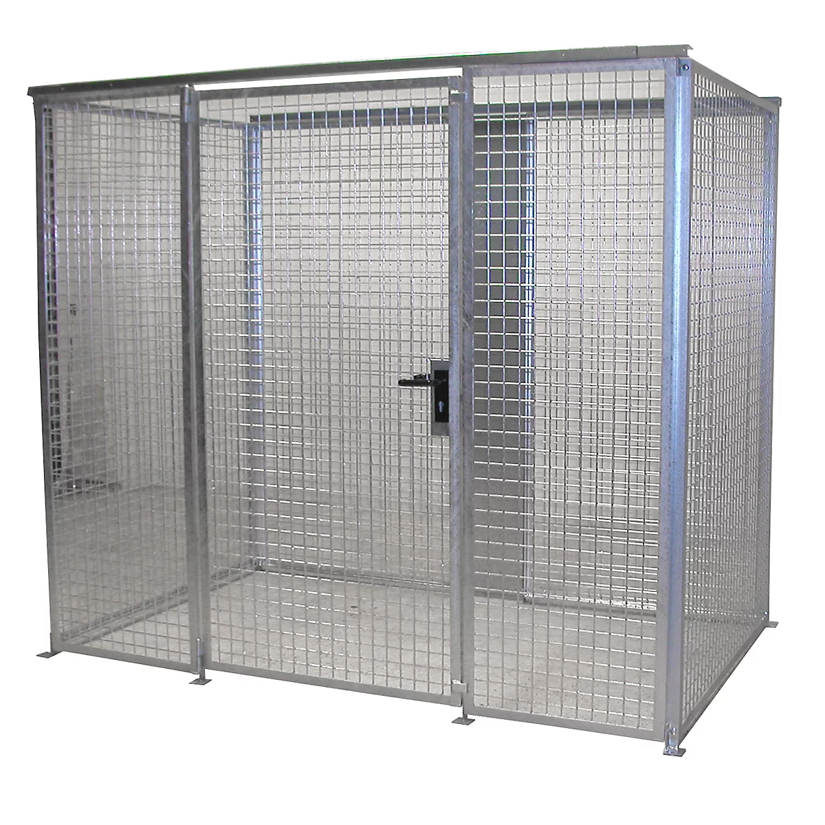 Contenedor para bombonas de gas, para uso exterior, sin techo, con puerta de una hoja, galvanizado en caliente, para 60 bombonas
