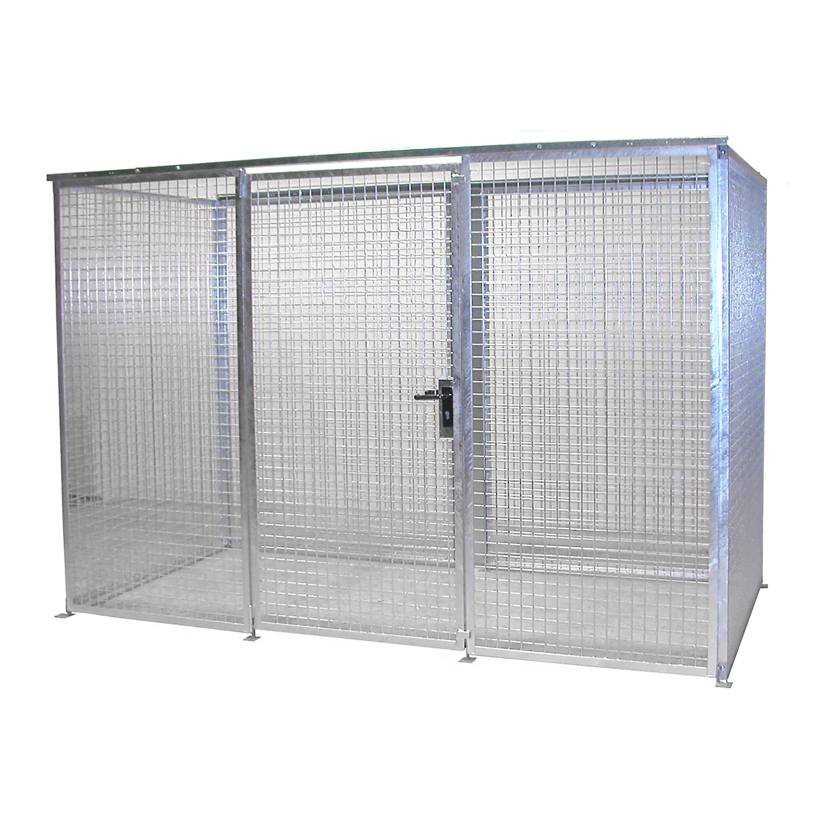 Contenedor para bombonas de gas, para uso exterior, sin techo, con puerta de una hoja, galvanizado en caliente, para 78 bombonas