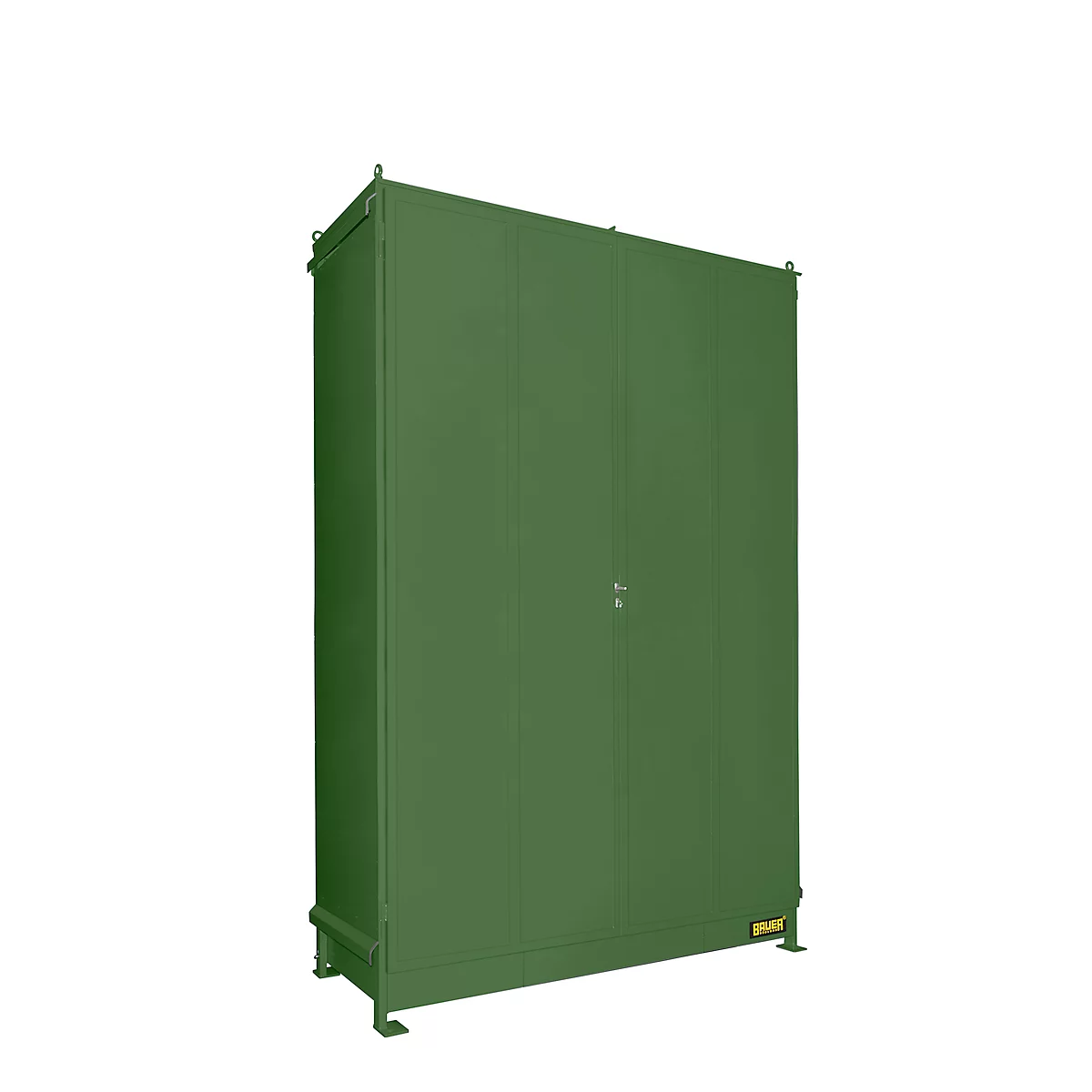 Contenedor para estanterías BAUER CEN 33-3 IBC, acero, puerta de doble hoja, ancho 3895 x fondo 1585 x alto 4995 mm, verde