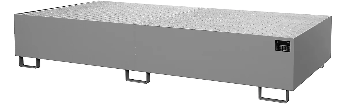 Contenedor para estanterías de almacén tipo RW/GR 2700-3, con rejilla, gris RAL 7005