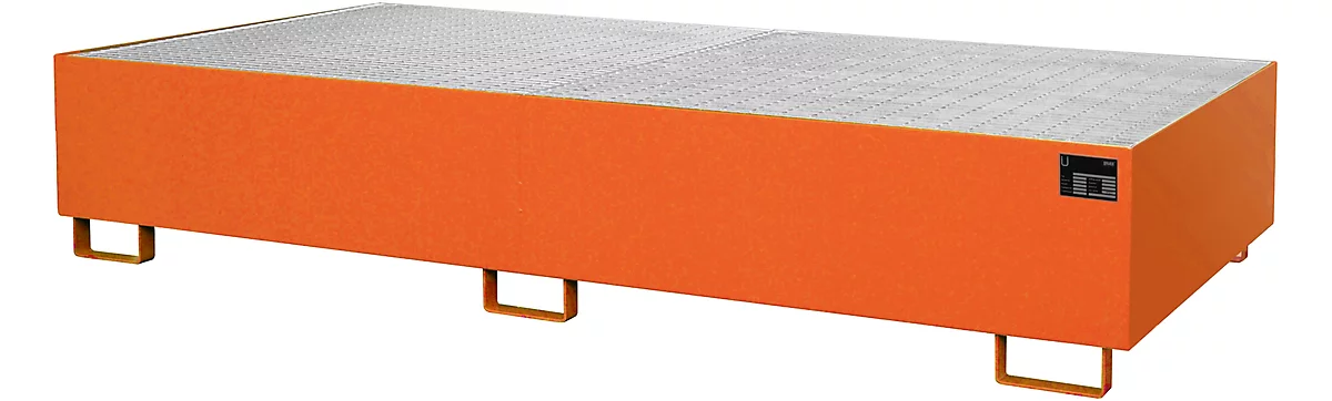 Contenedor para estanterías de almacén tipo RW/GR 2700-3, con rejilla, naranja RAL 2000