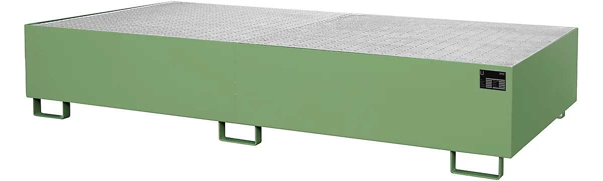 Contenedor para estanterías de almacén tipo RW/GR 2700-3, con rejilla, verde RAL 6011