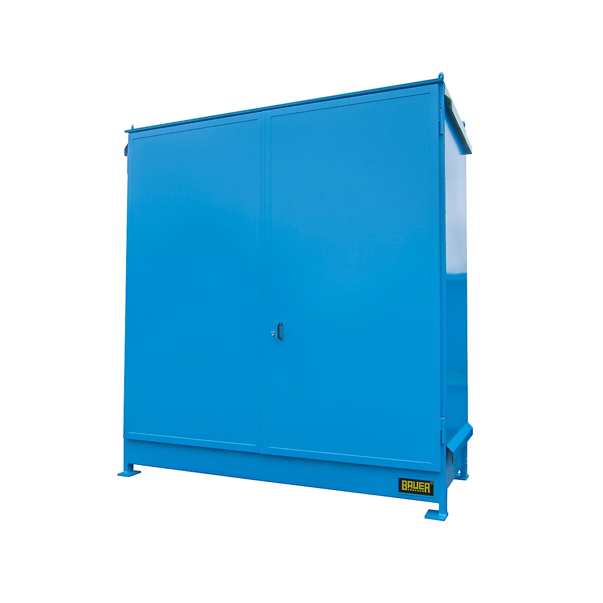 Contenedor para estantes BAUER CEN 29-2 IBC, acero, puerta de doble hoja, ancho 3175 x fondo 1480 x alto 3445 mm, azul
