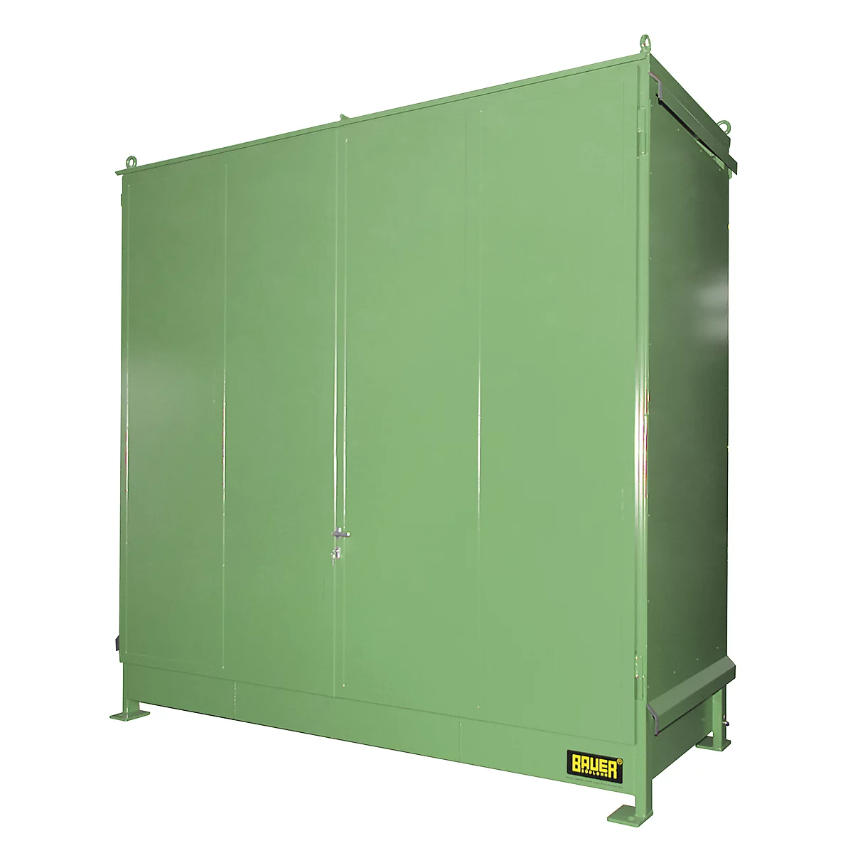 Contenedor para estantes BAUER CEN 33-2 IBC, acero, puerta de doble hoja, ancho 3510 x fondo 1480 x alto 3445 mm, verde