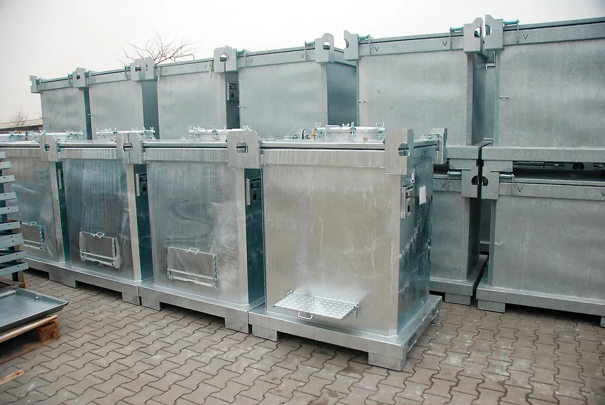 Contenedor para residuos especiales BAUER SAF 1000, chapa de acero, galvanizado en caliente, con cerradura, An 1200 x P 1000 x Al 1400 mm
