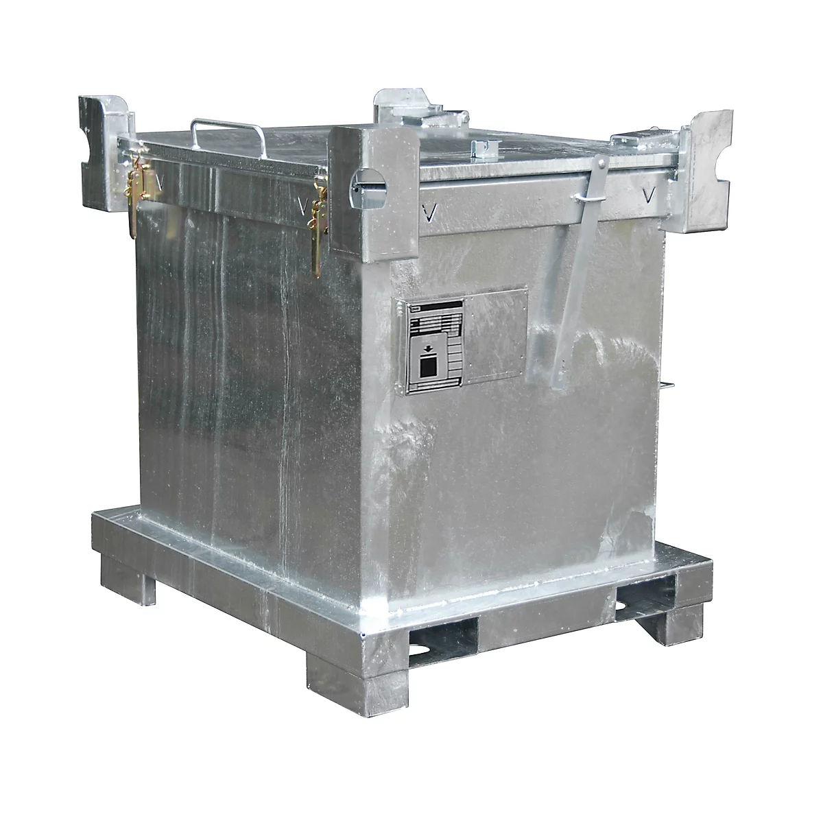 Contenedor para residuos especiales BAUER SAP 800-1, chapa de acero, galvanizado en caliente, apilable, An 1200 x P 1000 x Al 1235 mm