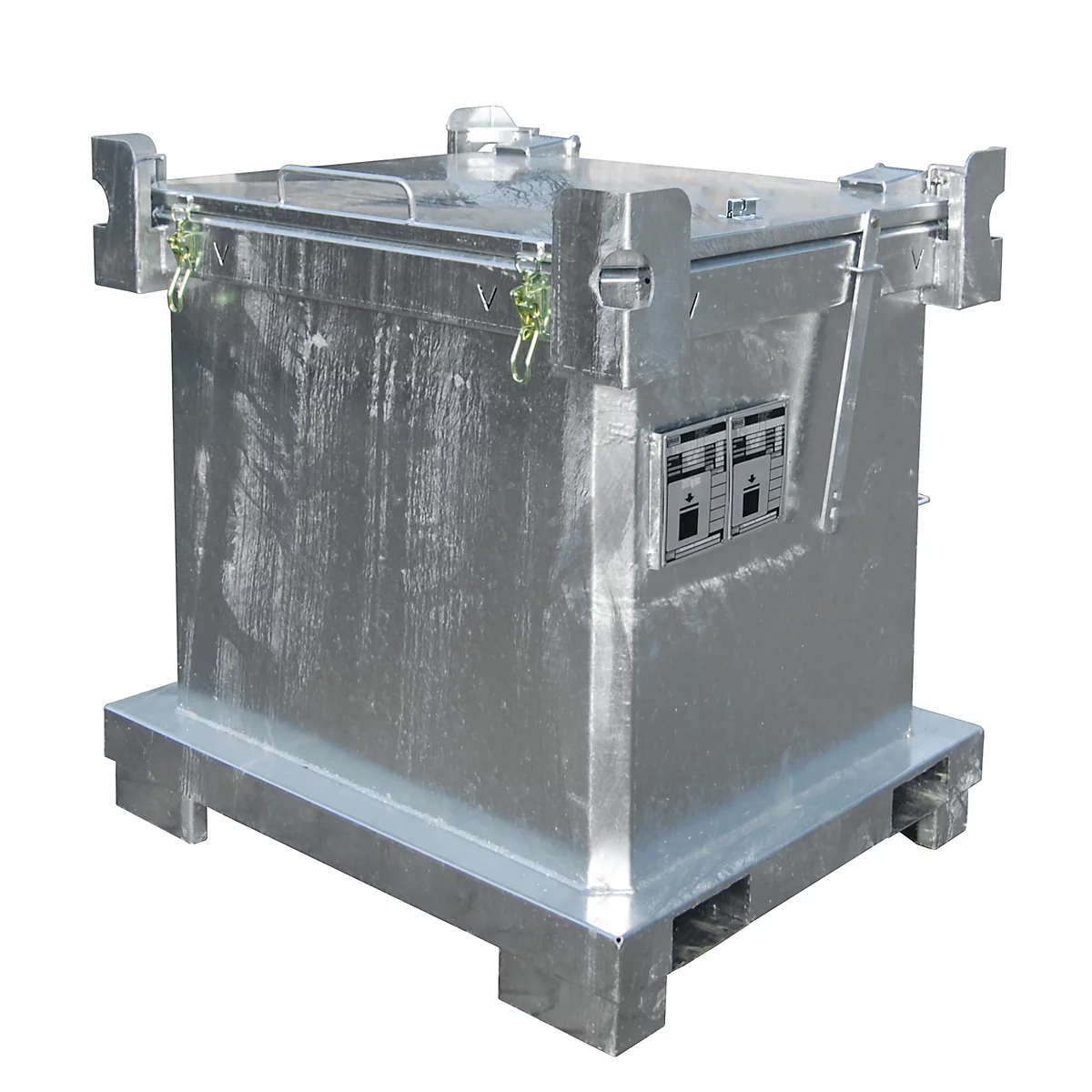 Contenedor para residuos especiales BAUER SAP 800-3, chapa de acero, galvanizado en caliente, apilable, An 1200 x P 1000 x Al 1053 mm