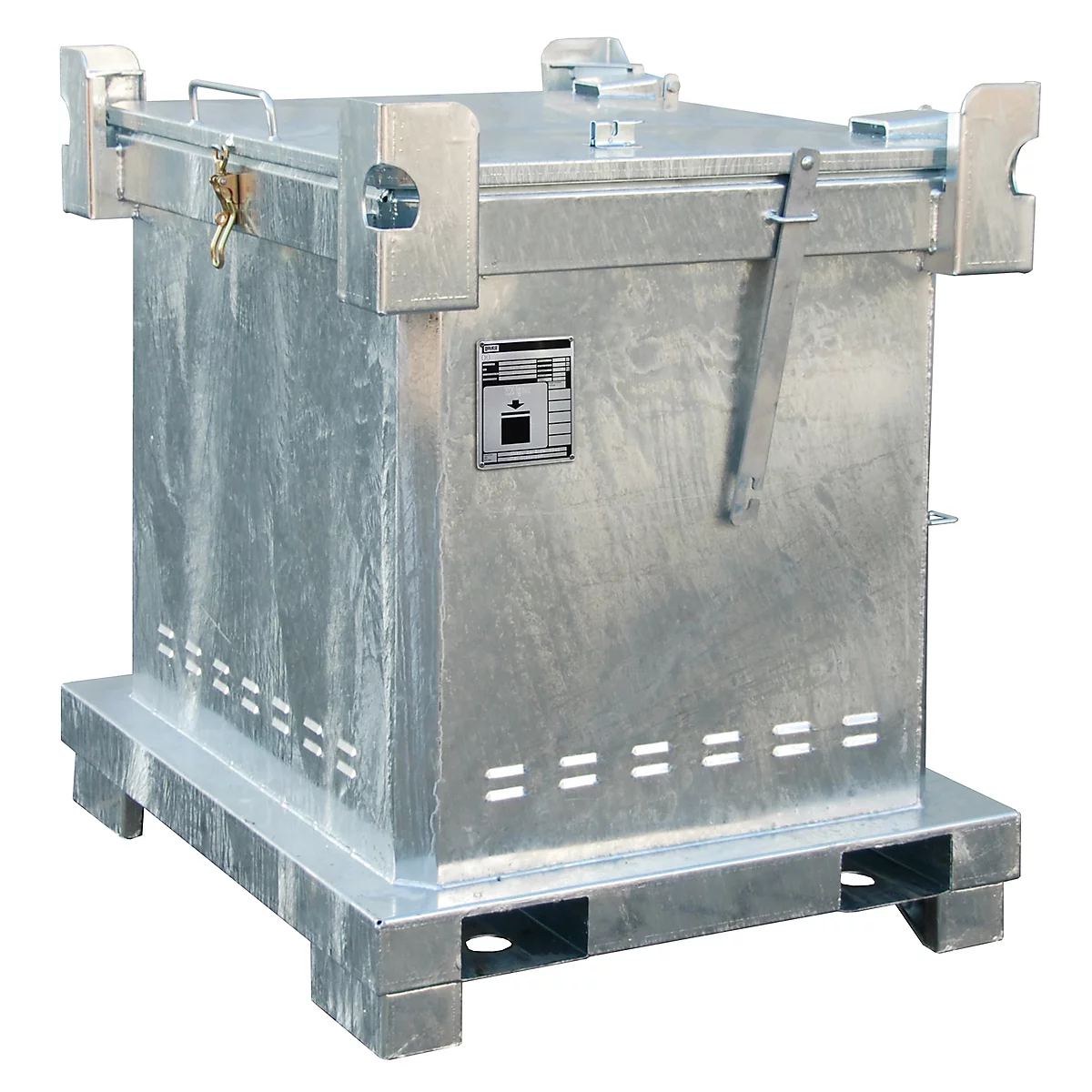 Contenedor para residuos especiales BAUER SAS 800, chapa de acero, galvanizado en caliente, con cerradura, An 1200 x P 1000 x Al 1235 mm