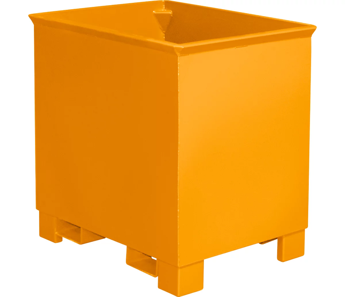 Contenedor para trenes logísticos tipo C 30, para sólidos, apilable hasta 3 unidades, capacidad 0,3 m³, hasta 500 kg, amarillo anaranjado RAL 2000