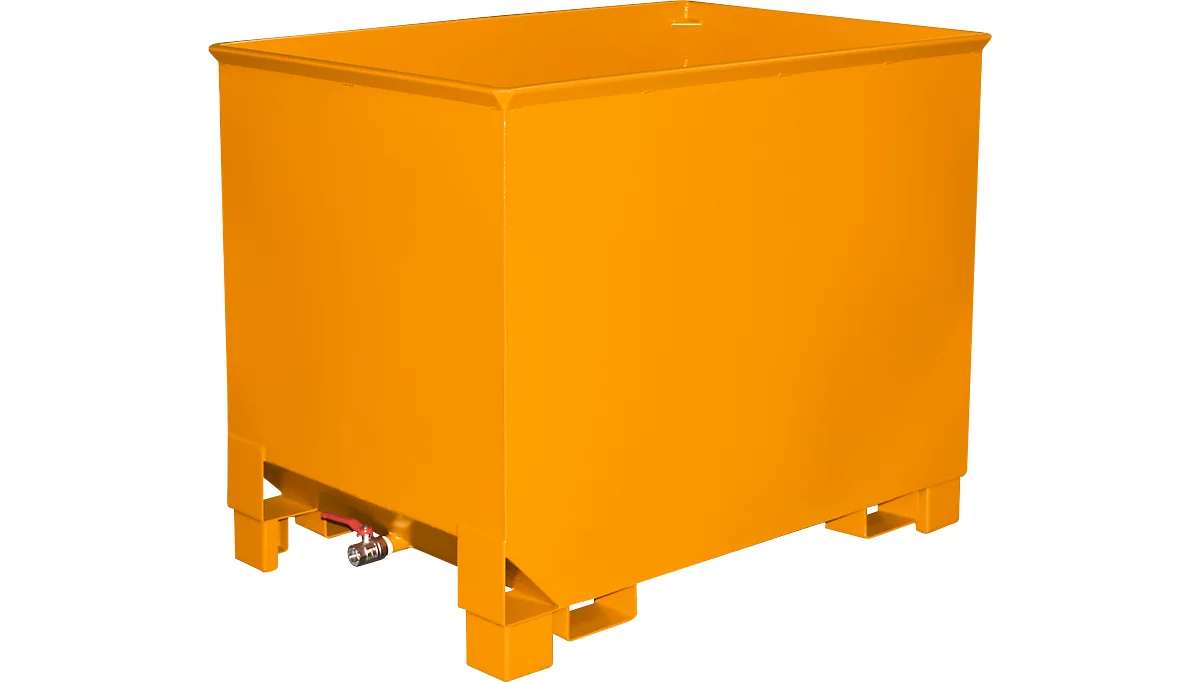 Contenedor para trenes logísticos tipo CS 80, apilable hasta 3 unidades, capacidad 0,8 m³, hasta 1000 kg, amarillo anaranjado RAL 2000