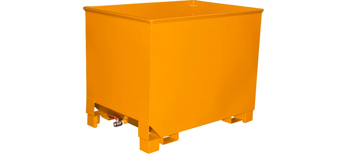 Contenedor para trenes logísticos tipo CS 80, apilable hasta 3 unidades, capacidad 0,8 m³, hasta 1000 kg, amarillo anaranjado RAL 2000