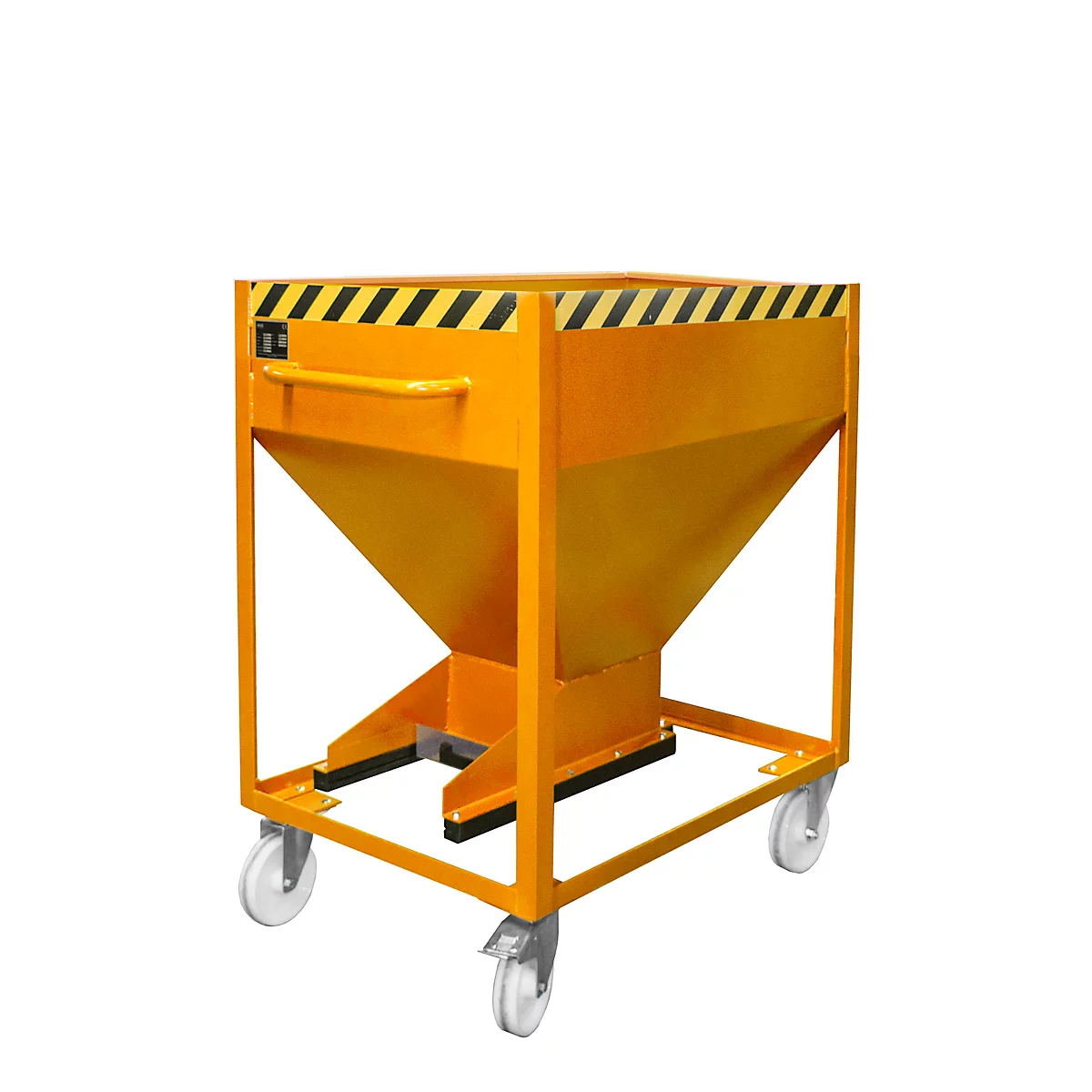 Conteneur à bascule SR-D 375, charge maximale 375 kg, avec roulettes et fermeture à glissière, L 780 x H 1230 mm, acier, jaune-orange RAL 2000