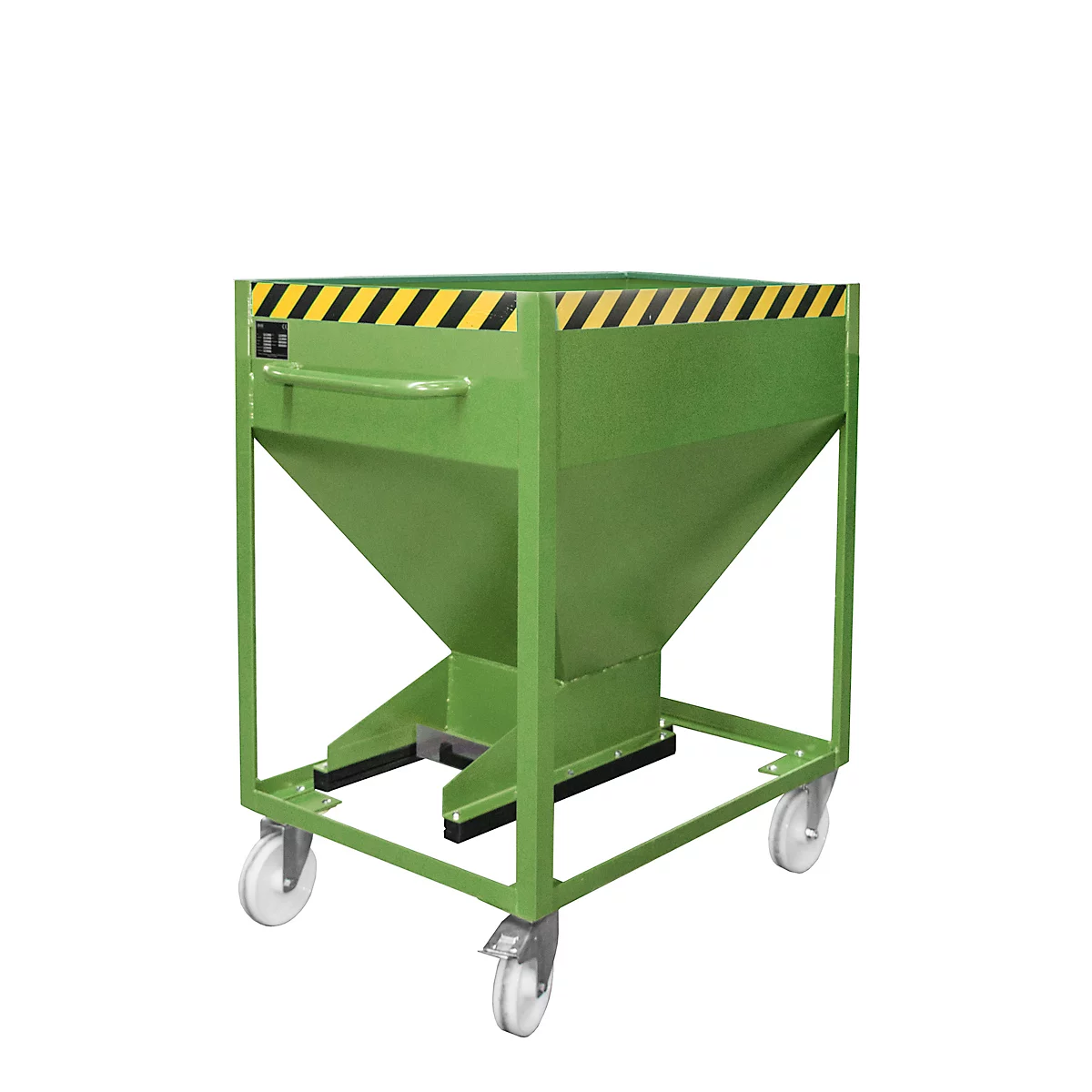 Conteneur à bascule SR-D 375, charge maximale 375 kg, avec roulettes et fermeture à glissière, L 780 x H 1230 mm, acier, vert réséda RAL 6011