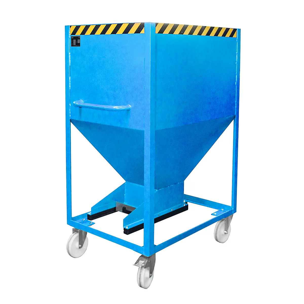 Conteneur à bascule SR-D 600, charge max. 600 kg, avec roulettes et fermeture à glissière, L 780 x H 1610 mm, acier, bleu clair RAL 5012