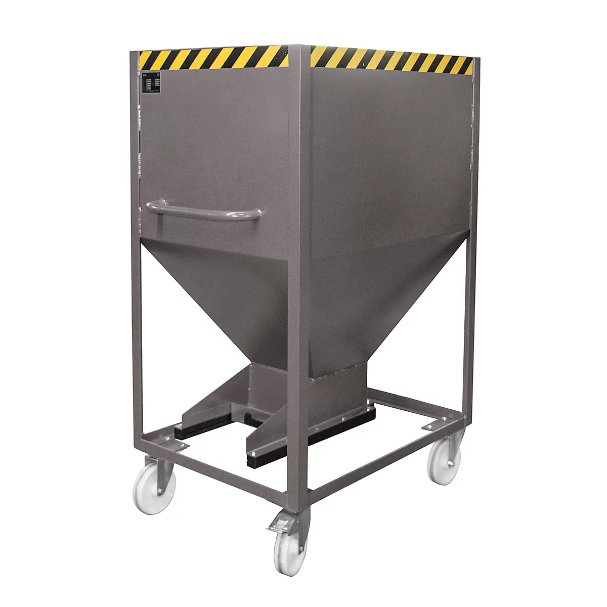 Conteneur à bascule SR-D 600, charge max. 600 kg, avec roulettes et fermeture à glissière, L 780 x H 1610 mm, acier, gris souris RAL 7005