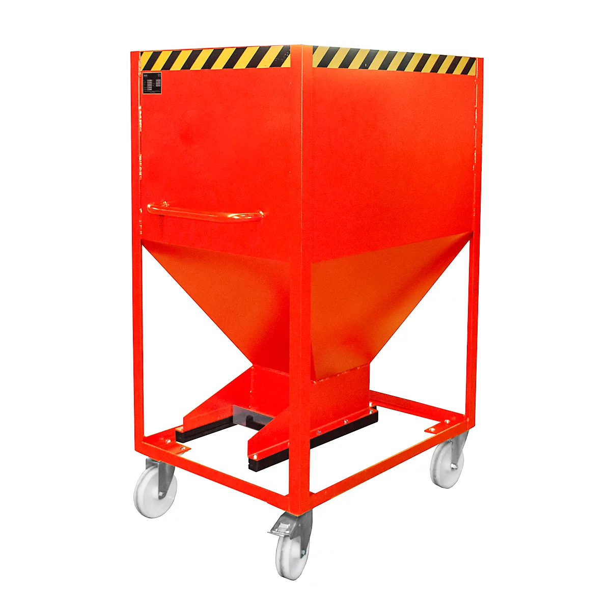 Conteneur à bascule SR-D 600, charge max. 600 kg, avec roulettes et fermeture à glissière, L 780 x H 1610 mm, acier, rouge flamme RAL 3000