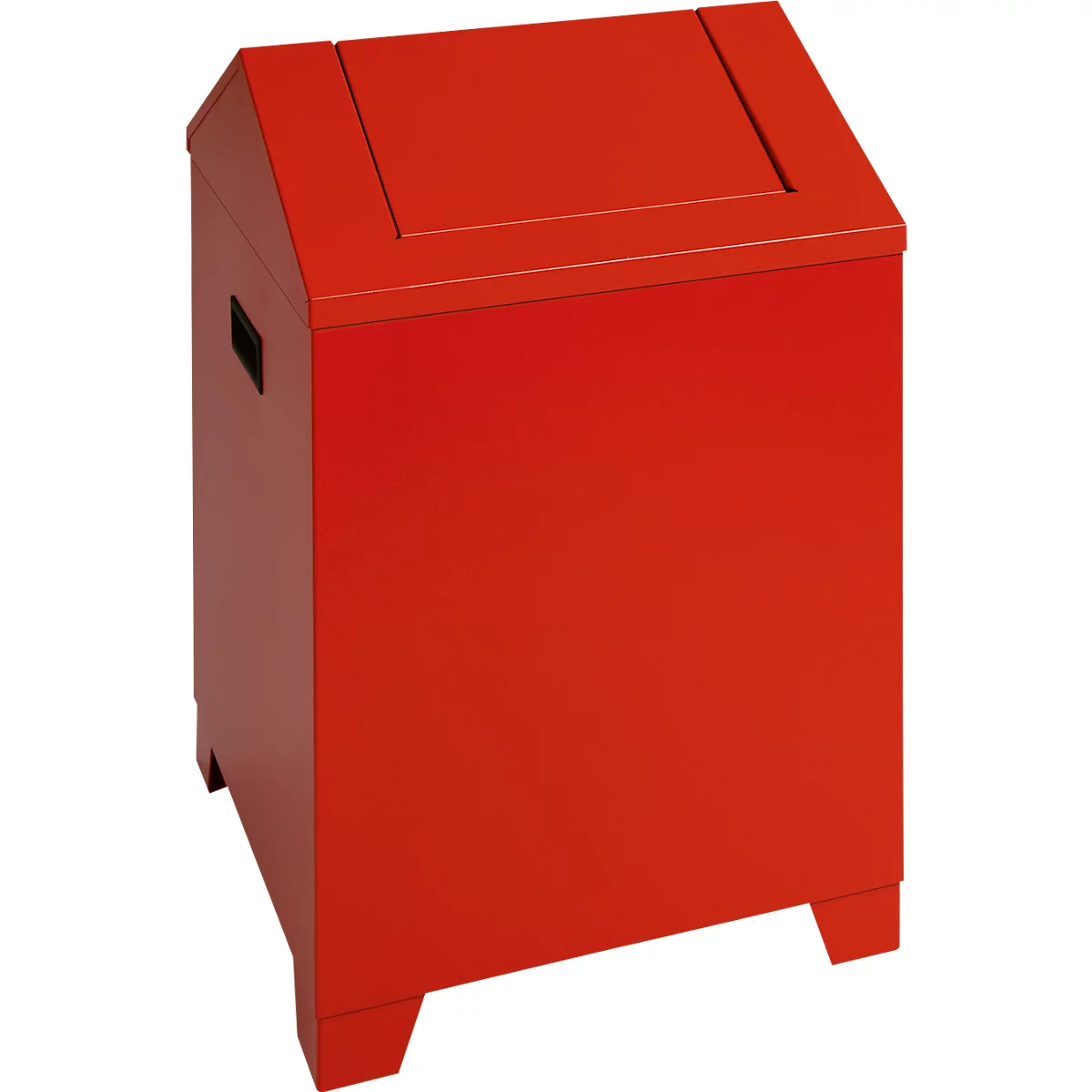 Conteneur à déchets, tôle d'acier, rouge, 73 l, L 400 x P 400 x H 680 mm, couvercle à charnières