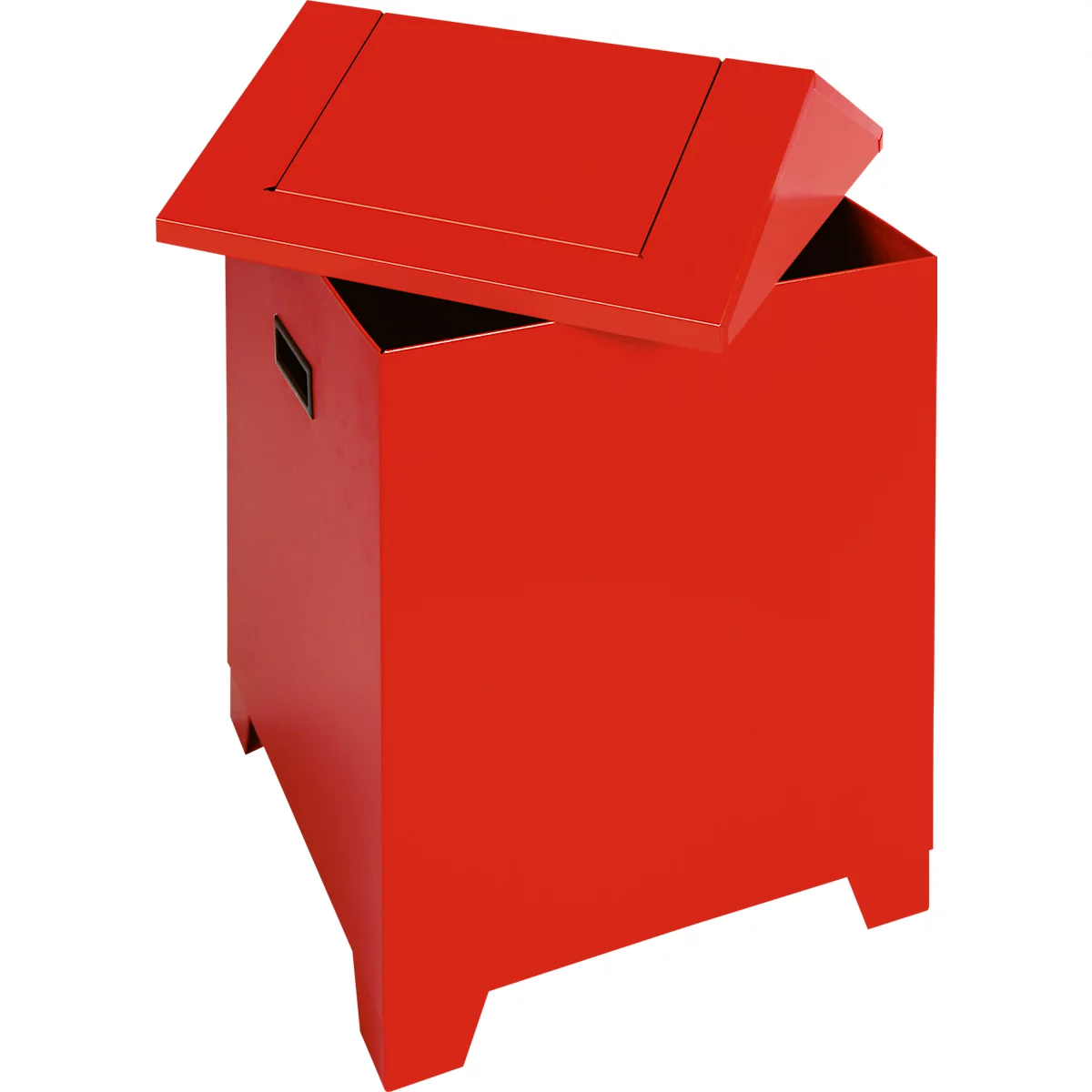 Conteneur à déchets, tôle d'acier, rouge, 73 l, L 400 x P 400 x H 680 mm, couvercle à charnières