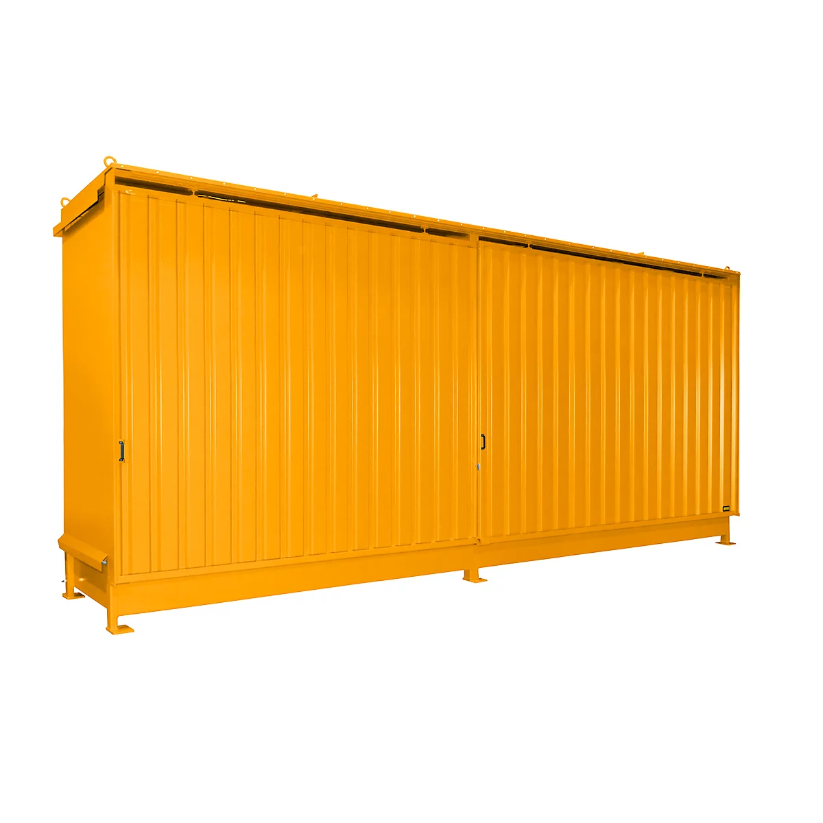 Conteneur à rayons BAUER CEN 65-2 IBC, acier, porte coulissante, L 7100 x P 1550 x H 3465 mm, orange