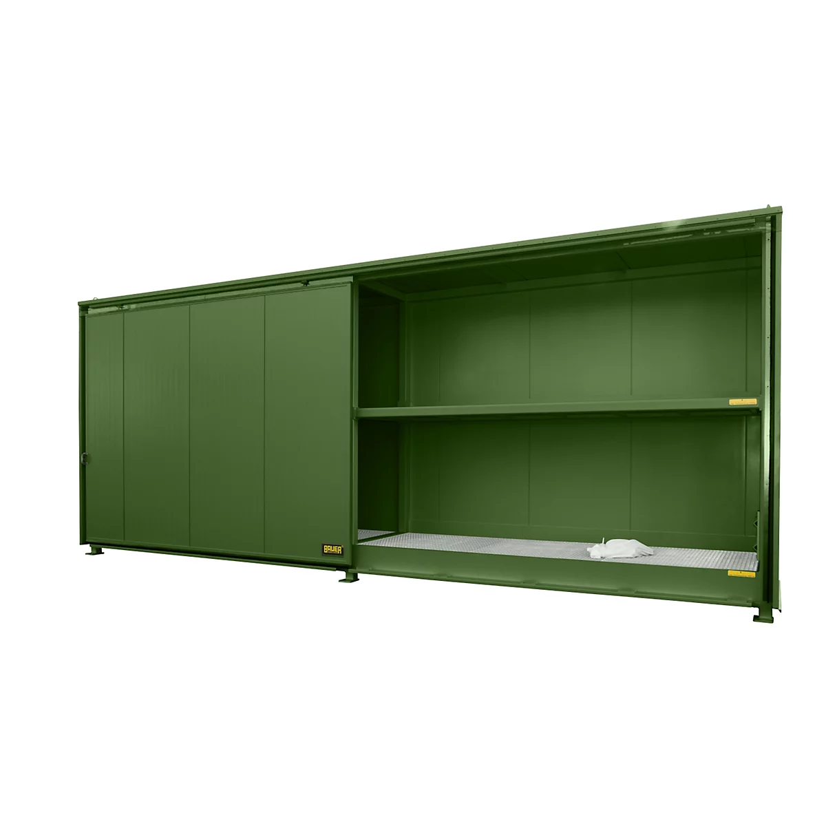 Conteneur à rayons isolés BAUER CEH 81-2, acier, porte coulissante, L 8400 x P 1550 x H 3190 mm, vert
