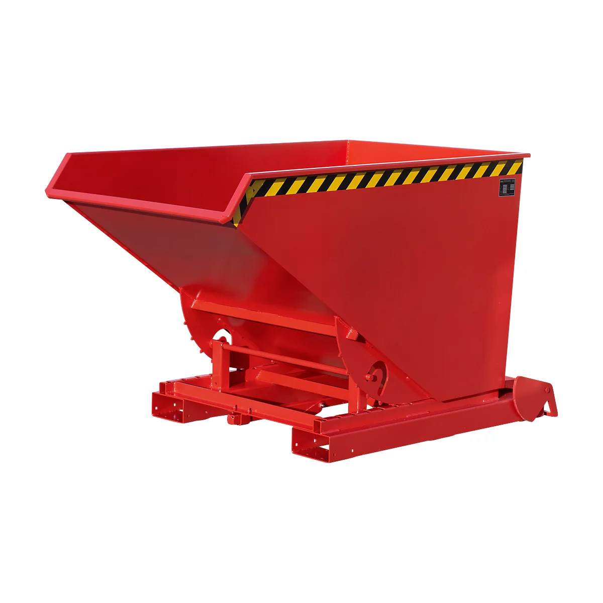 Conteneur basculant automatique Bauer type 4A 1200, 3 points de déverrouillage, système de roll-off, capacité 1,2 m³, jusqu'à 1500 kg, rouge feu RAL 3000