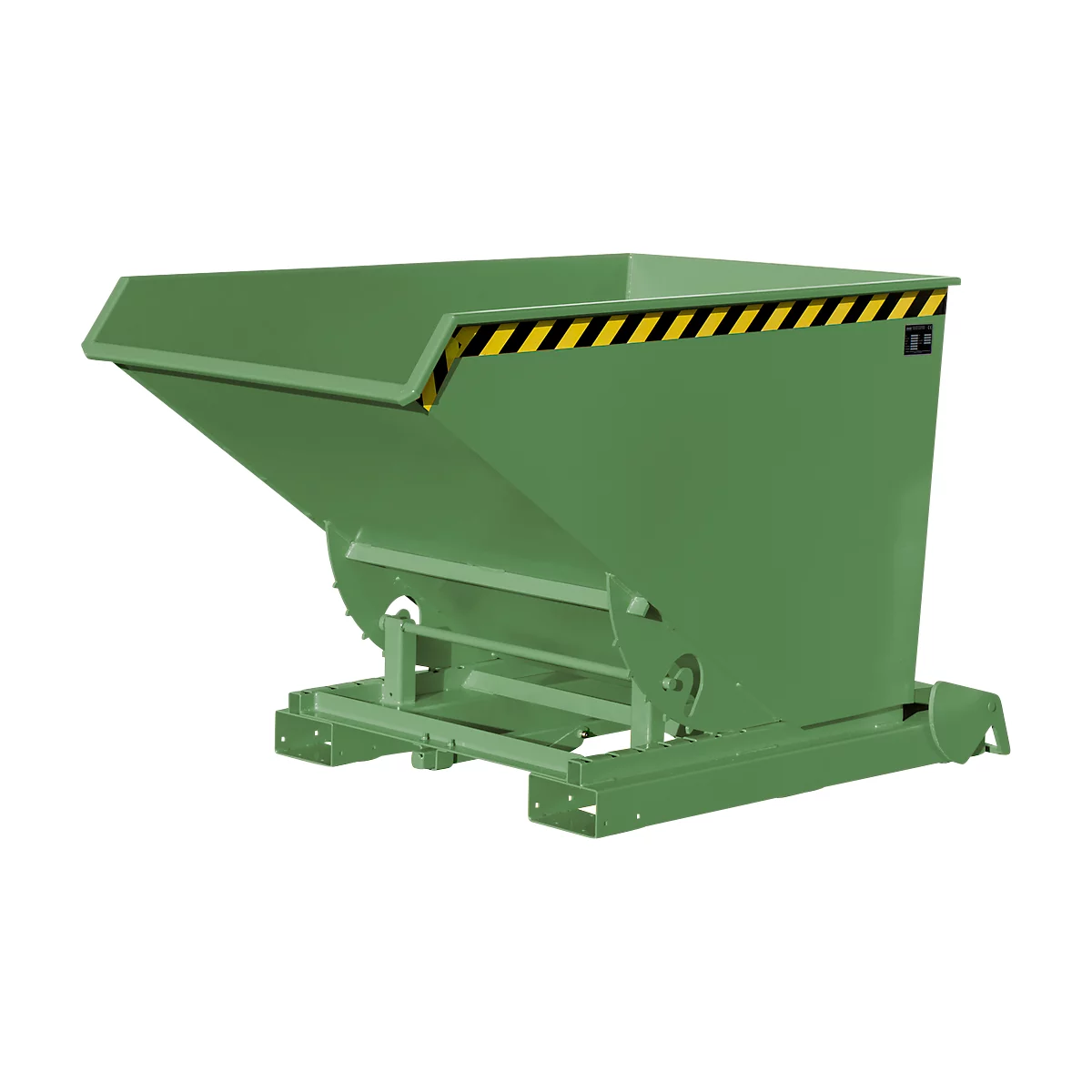 Conteneur basculant automatique Bauer type 4A 1200, 3 points de déverrouillage, système de roulement, capacité 1,2 m³, jusqu'à 1500 kg, vert réséda RAL 6011
