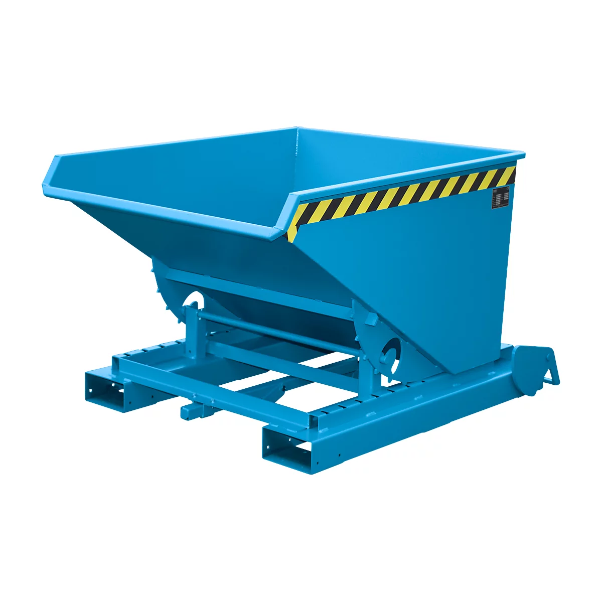Conteneur basculant automatique Bauer type 4A 600, 3 points de déverrouillage, système de roulement, capacité 0,6 m³, jusqu'à 1000 kg, bleu clair RAL 5012