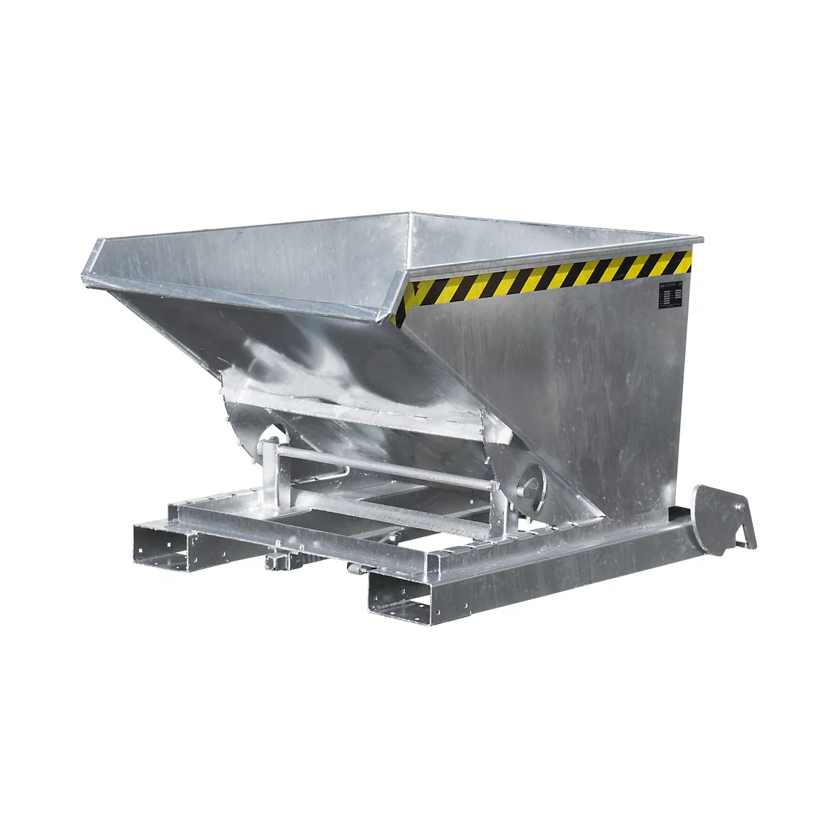 Conteneur basculant automatique Bauer type 4A 600, 3 points de déverrouillage, système de roulement, capacité 0,6 m³, jusqu'à 1000 kg, galvanisé