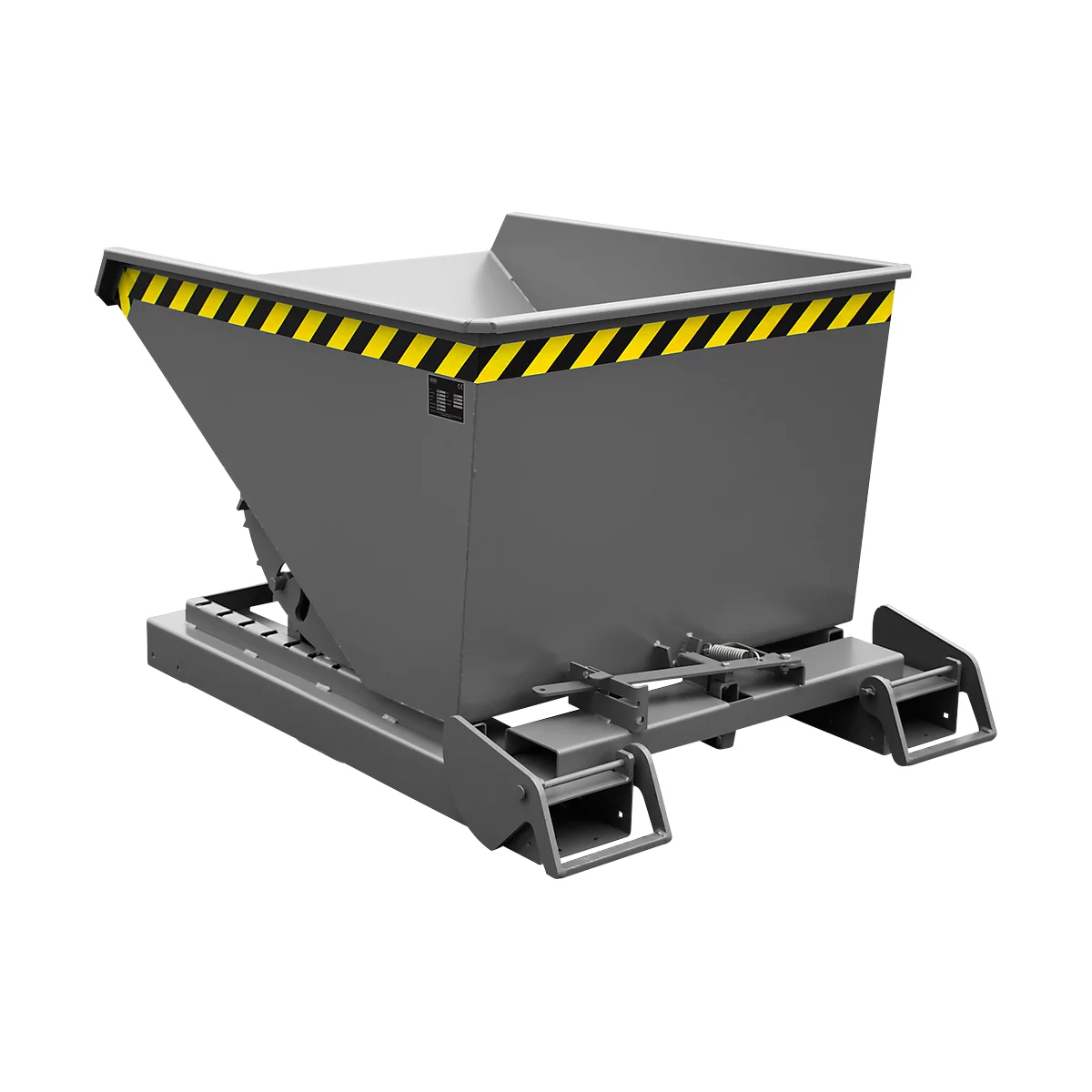 Conteneur basculant automatique Bauer type 4A 600, 3 points de déverrouillage, système de roulement, capacité 0,6 m³, jusqu'à 1000 kg, gris souris RAL 7005