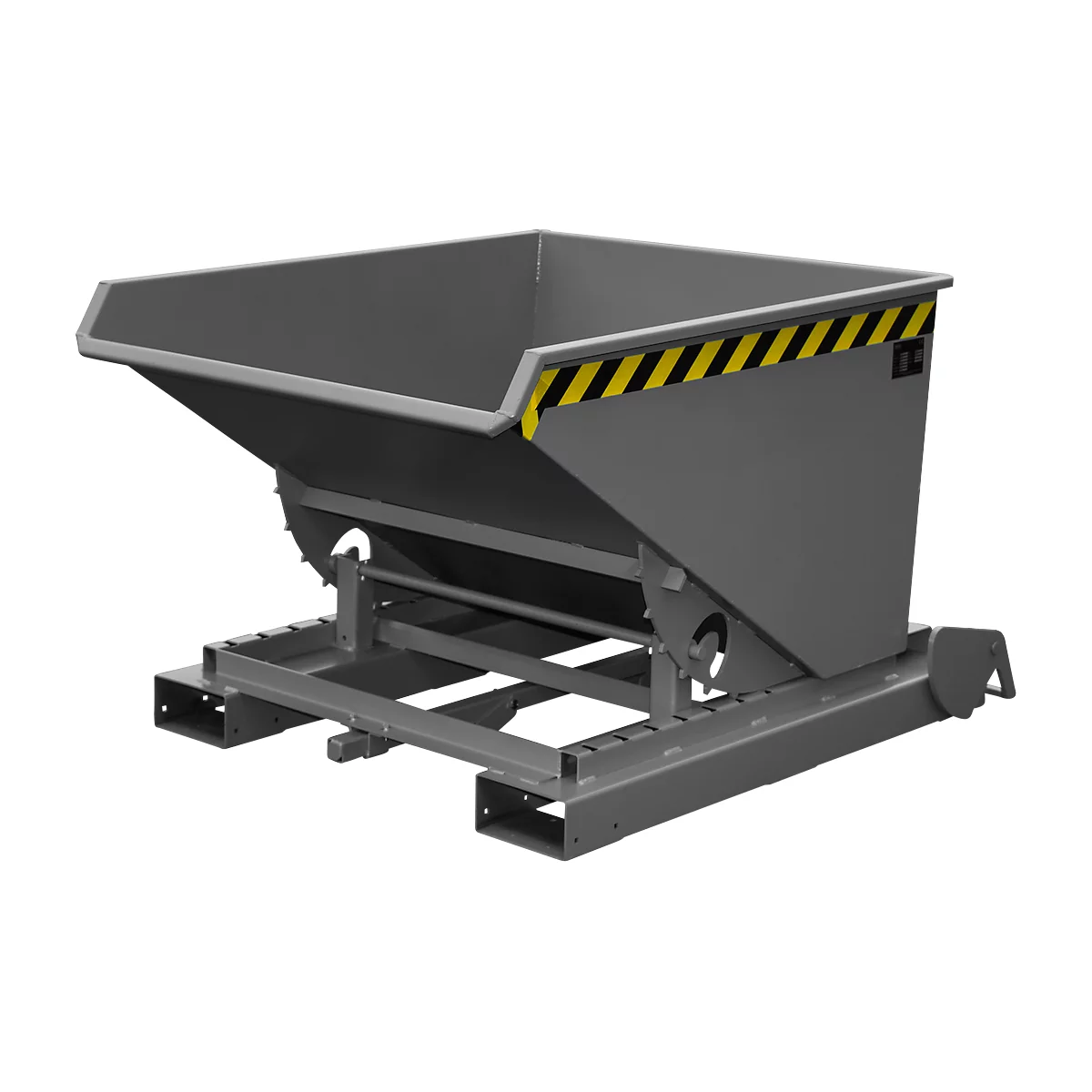 Conteneur basculant automatique Bauer type 4A 600, 3 points de déverrouillage, système de roulement, capacité 0,6 m³, jusqu'à 1000 kg, gris souris RAL 7005