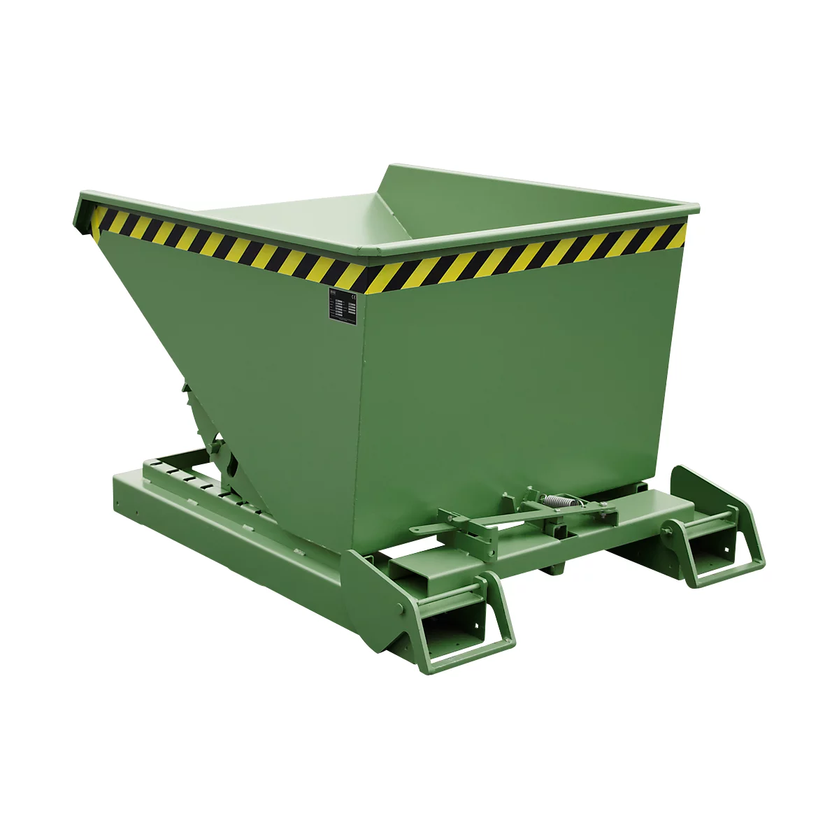 Conteneur basculant automatique Bauer type 4A 600, 3 points de déverrouillage, système de roulement, capacité 0,6 m³, jusqu'à 1000 kg, vert réséda RAL 6011