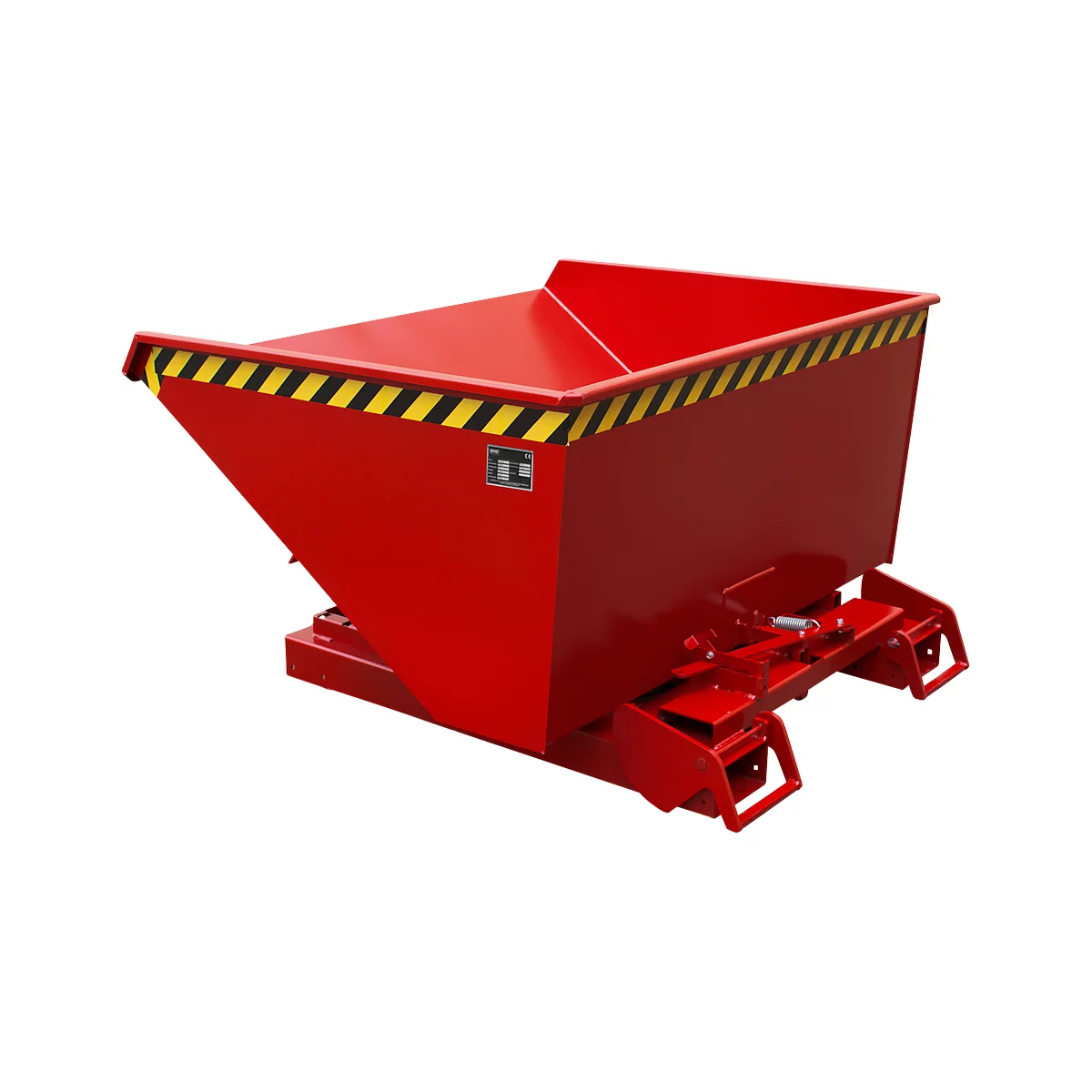 Conteneur basculant automatique Bauer type 4A 900, 3 points de déverrouillage, système de roll-off, capacité 0,9 m³, jusqu'à 1000 kg, rouge feu RAL 3000