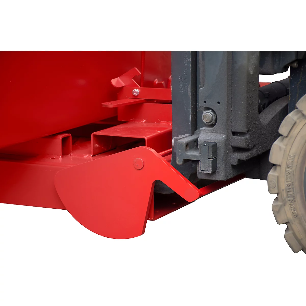 Conteneur basculant automatique Bauer type 4A 900, 3 points de déverrouillage, système de roll-off, capacité 0,9 m³, jusqu'à 1000 kg, rouge feu RAL 3000
