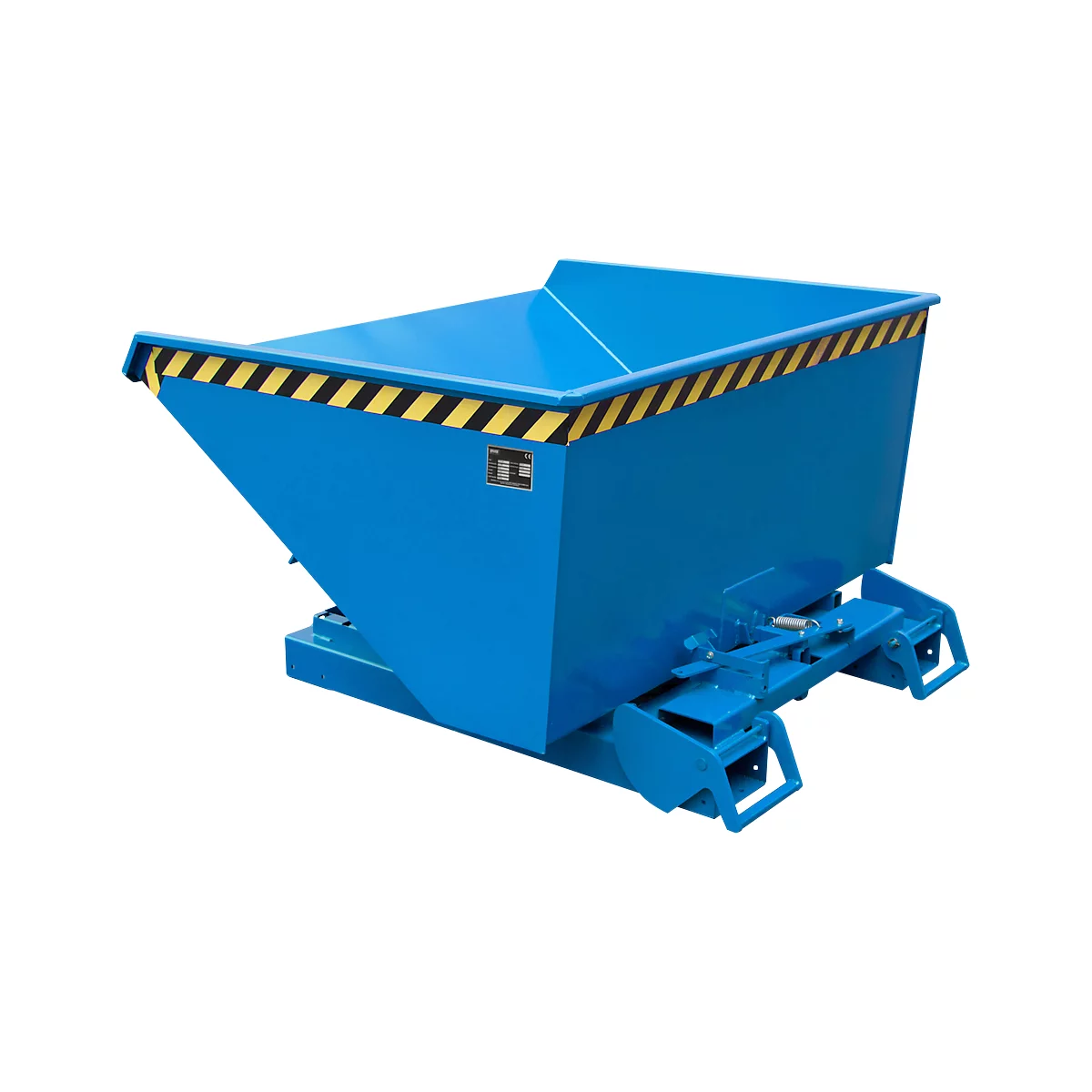Conteneur basculant automatique Bauer type 4A 900, 3 points de déverrouillage, système de roulement, capacité 0,9 m³, jusqu'à 1000 kg, bleu clair RAL 5012