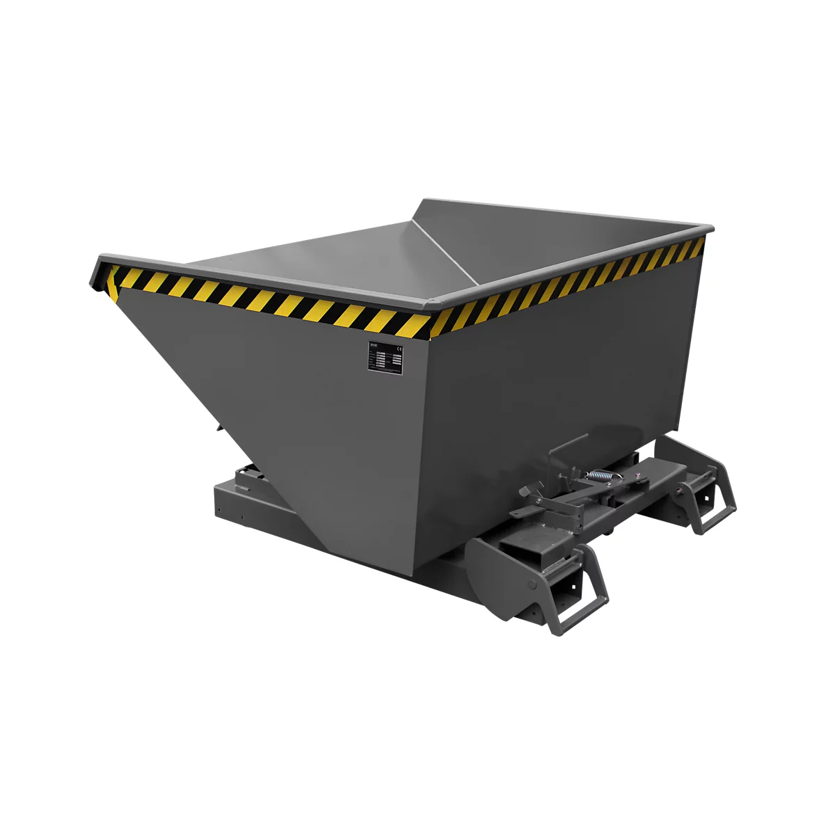 Conteneur basculant automatique Bauer type 4A 900, 3 points de déverrouillage, système de roulement, capacité 0,9 m³, jusqu'à 1000 kg, gris souris RAL 7005