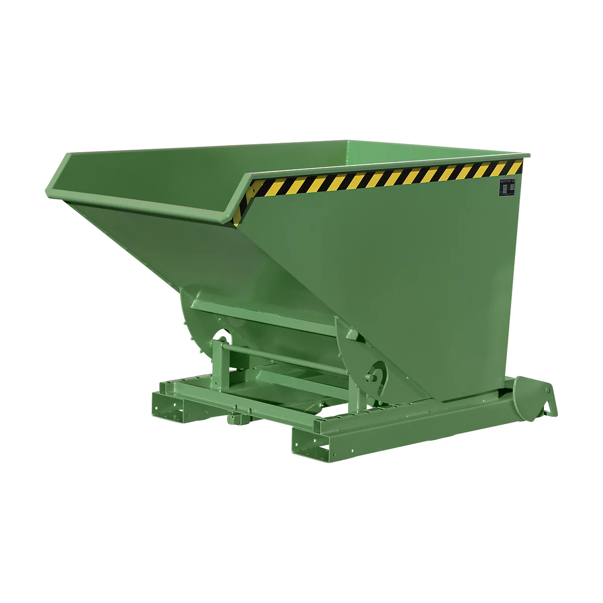 Conteneur basculant automatique Bauer type 4A 900, 3 points de déverrouillage, système de roulement, capacité 0,9 m³, jusqu'à 1000 kg, vert réséda RAL 6011