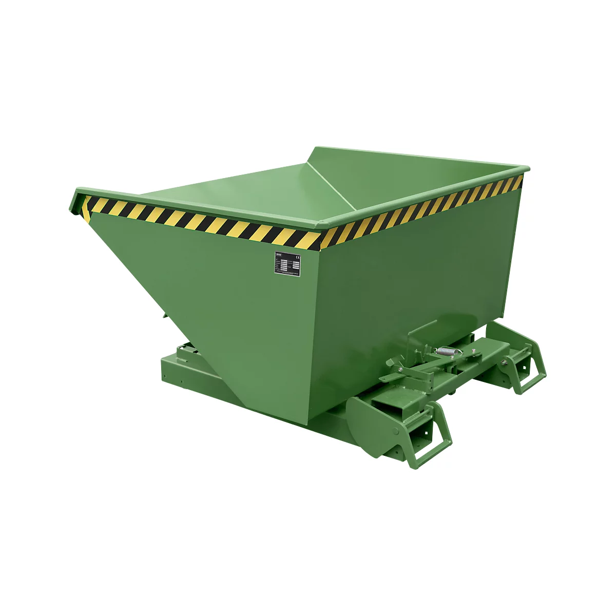 Conteneur basculant automatique Bauer type 4A 900, 3 points de déverrouillage, système de roulement, capacité 0,9 m³, jusqu'à 1000 kg, vert réséda RAL 6011