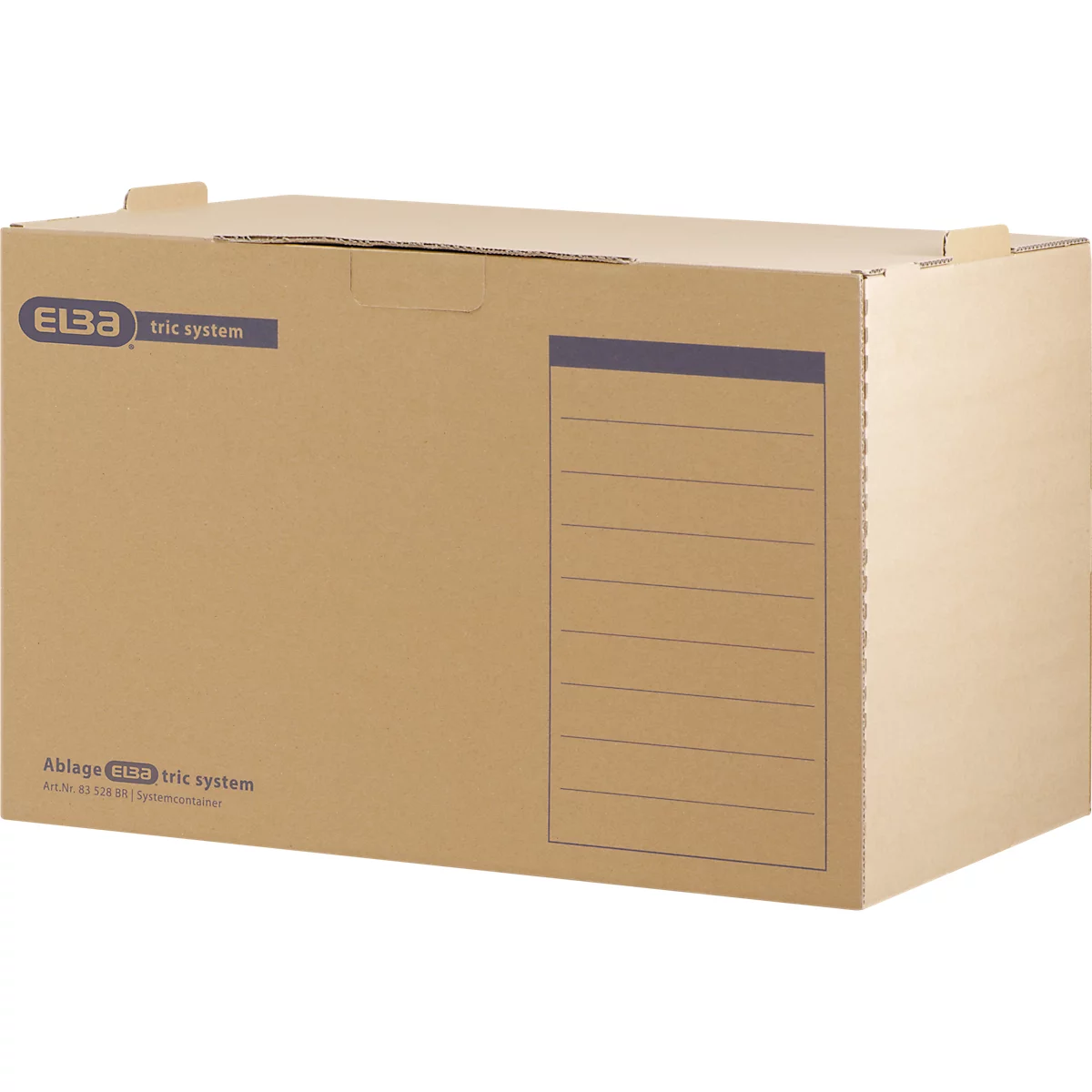 Conteneur d'archives Elba Tric, jusqu'à A4, volet frontal, empilable, L 510 x P 330 x H 360 mm, carton ondulé, brun naturel, 5 pièces
