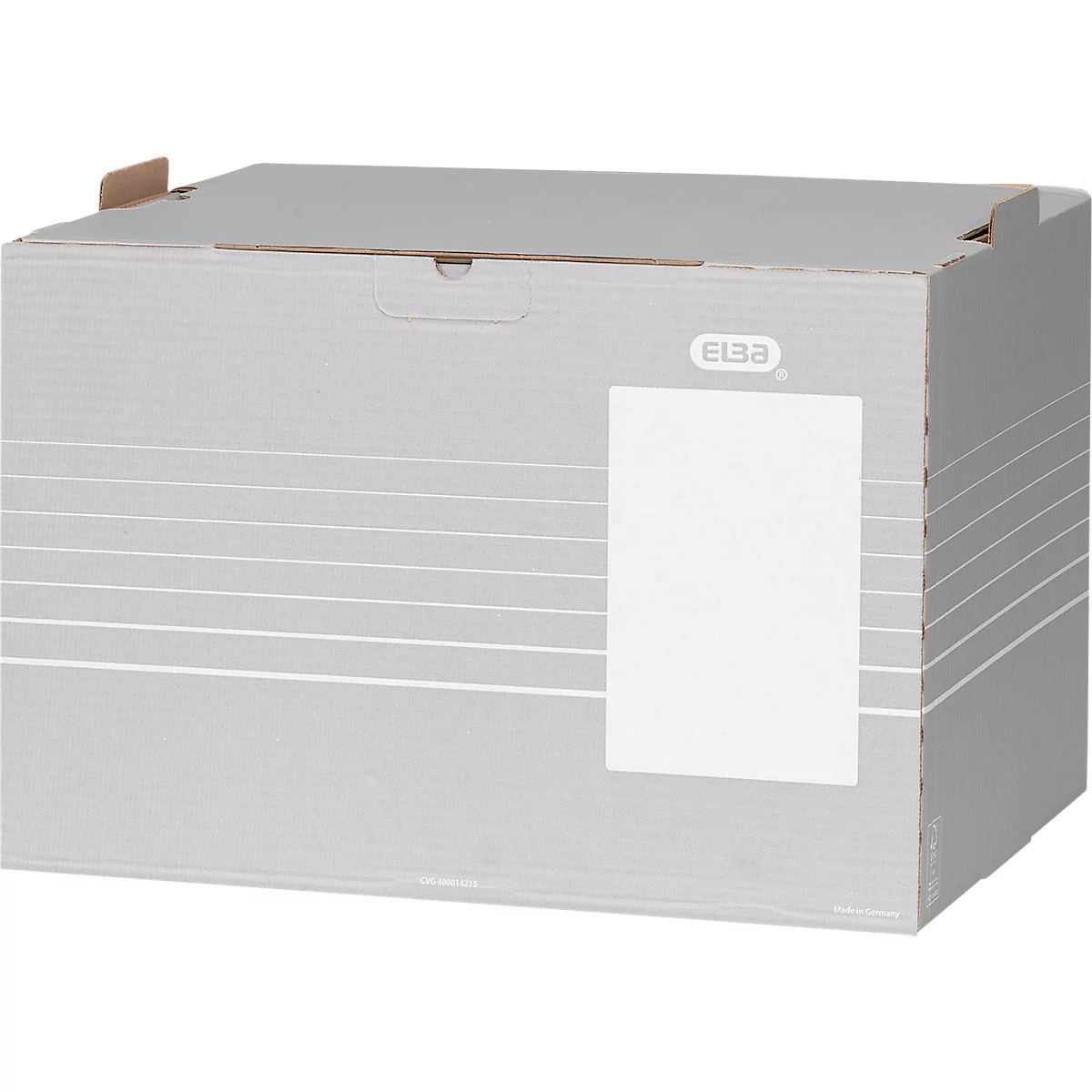 Conteneur d'archives Tric Elba, jusqu'à A4, volet frontal, L 473 x P 325 x H 360 mm, carton ondulé, gris, 10 pièces