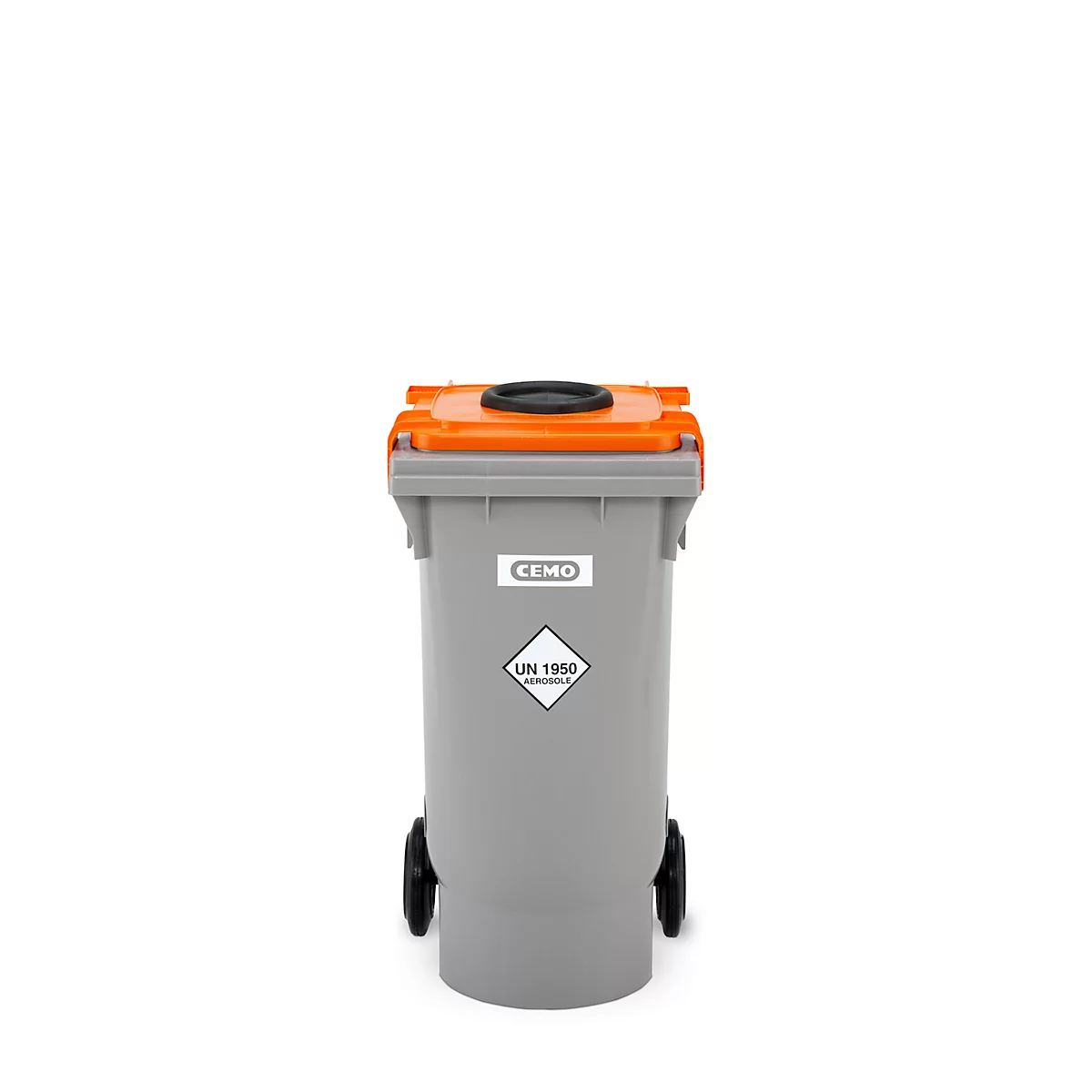 Conteneur de sécurité CEMO pour aérosols, 120 l, homologation UN, 2 ouvertures d'aération, mobile, avec couvercle, plastique
