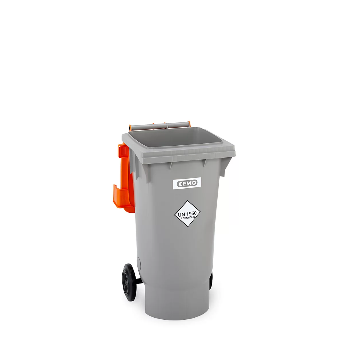 Conteneur de sécurité CEMO pour aérosols, 120 l, homologation UN, 2 ouvertures d'aération, mobile, avec couvercle, plastique