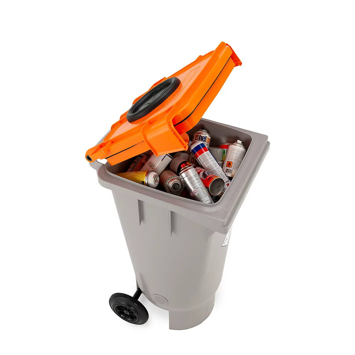 Conteneur de sécurité CEMO pour aérosols, 120 l, homologation UN, 2 ouvertures d'aération, mobile, avec couvercle, plastique
