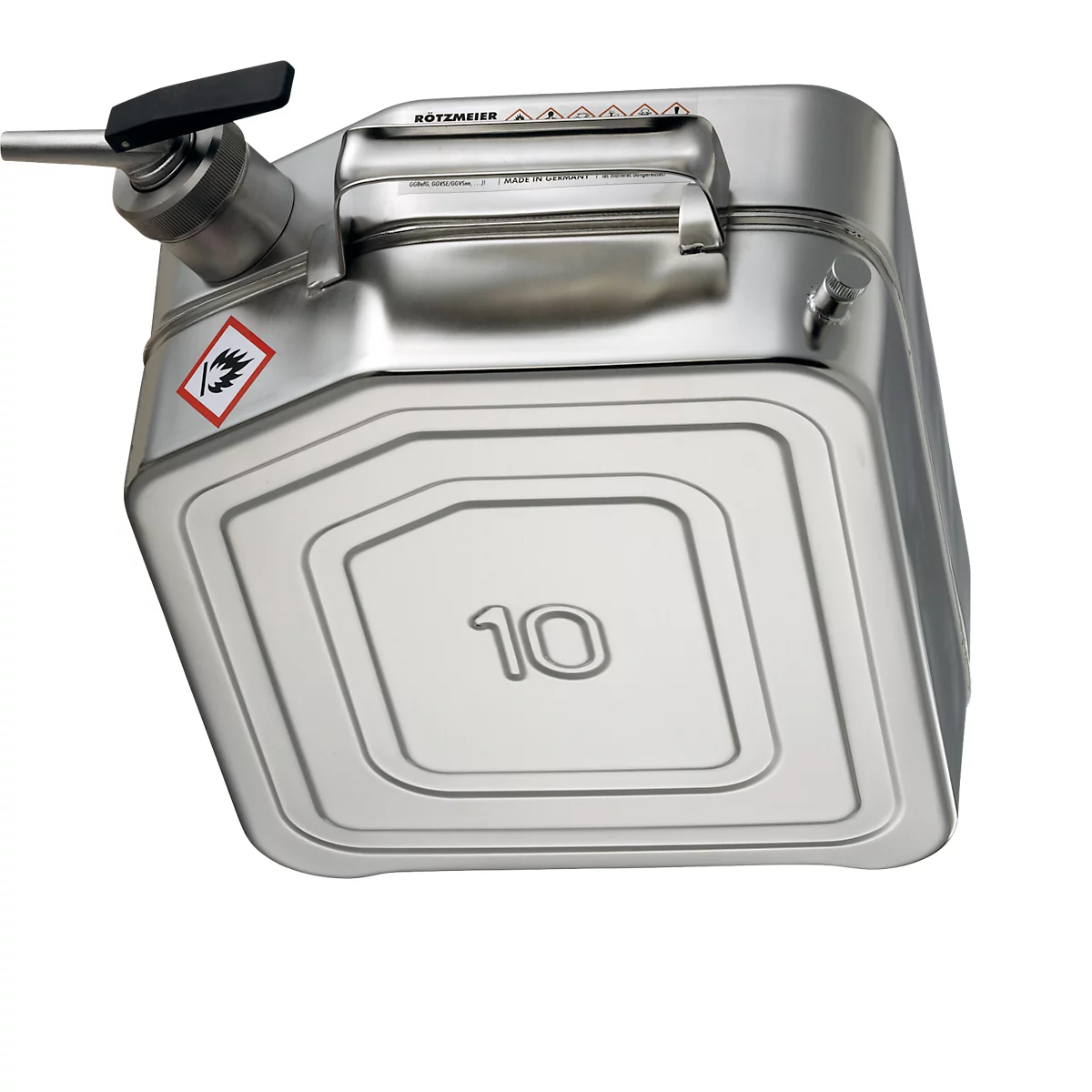 Conteneur de sécurité, en inox, 10 L, l. 130 x P 280 x H 380 mm