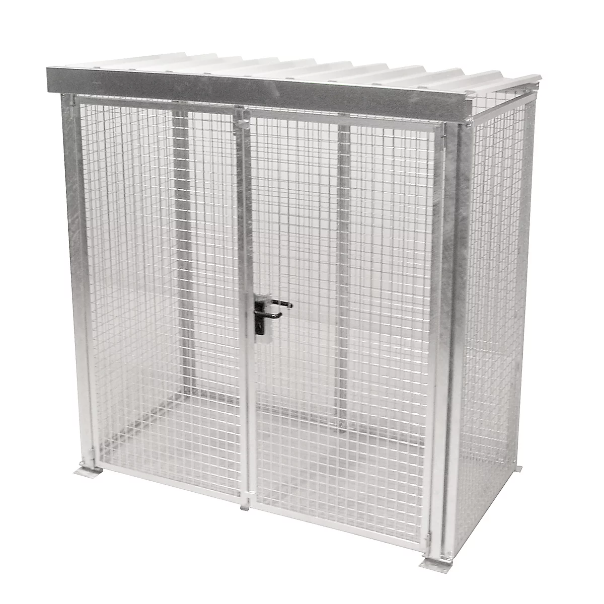 Conteneur de stockage extérieur, pour l'extérieur, avec toit et porte double battant, galvanisé, pour 32 bouteilles