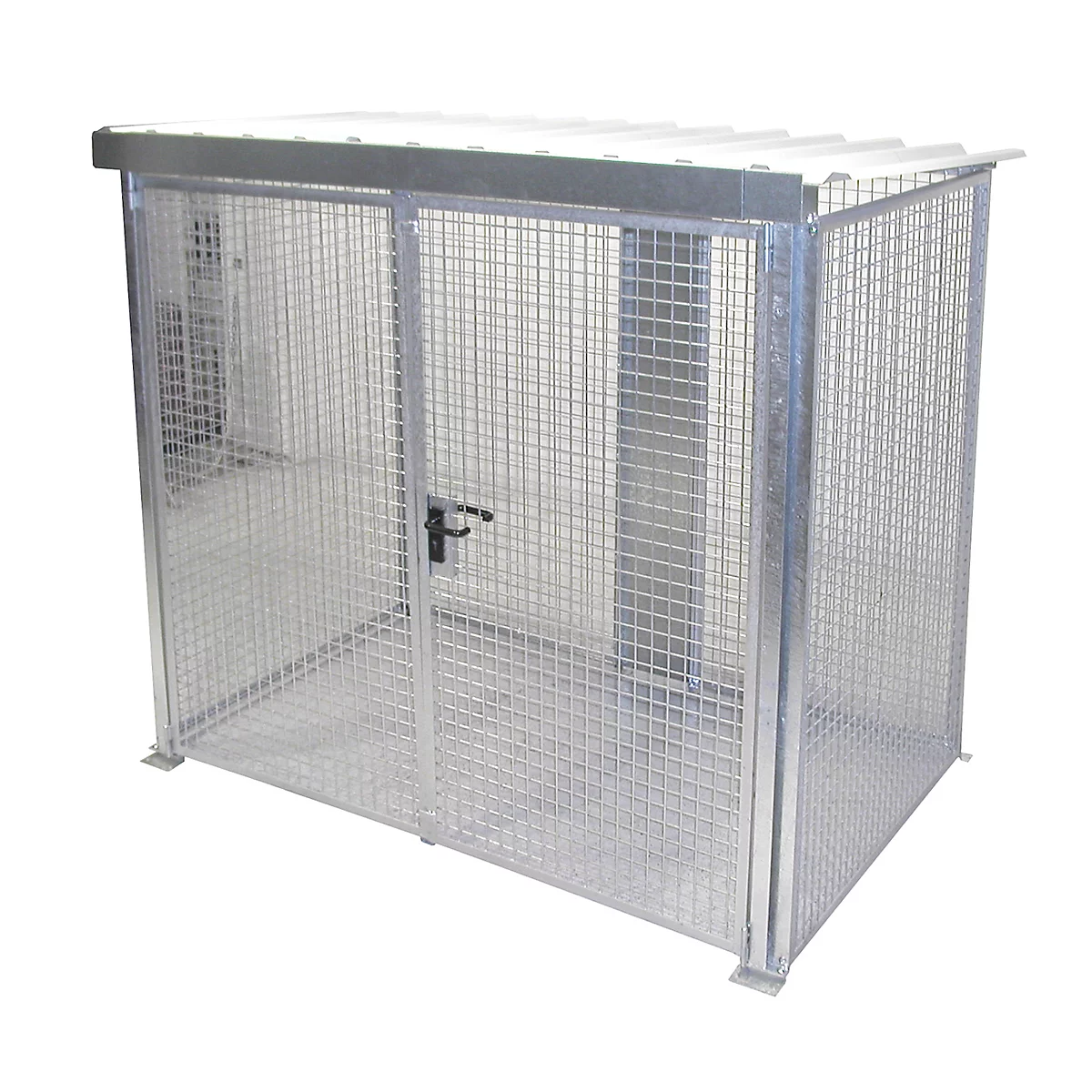 Conteneur de stockage extérieur, pour l'extérieur, avec toit et porte double battant, galvanisé, pour 60 bouteilles