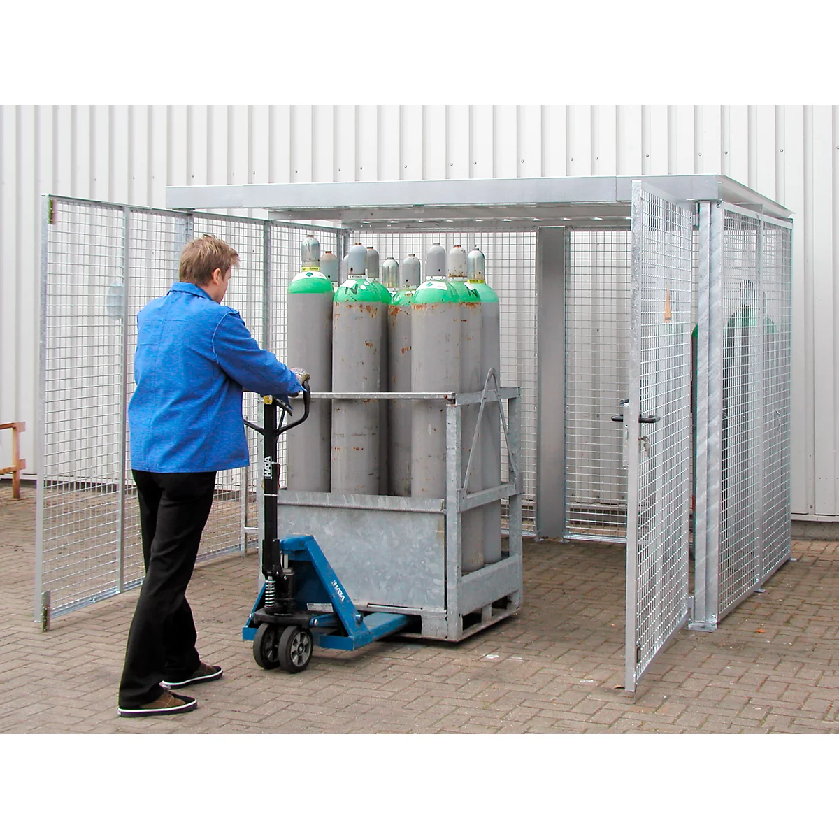 Conteneur de stockage extérieur, pour l'extérieur, avec toit et porte double battant, galvanisé, pour 78 bouteilles